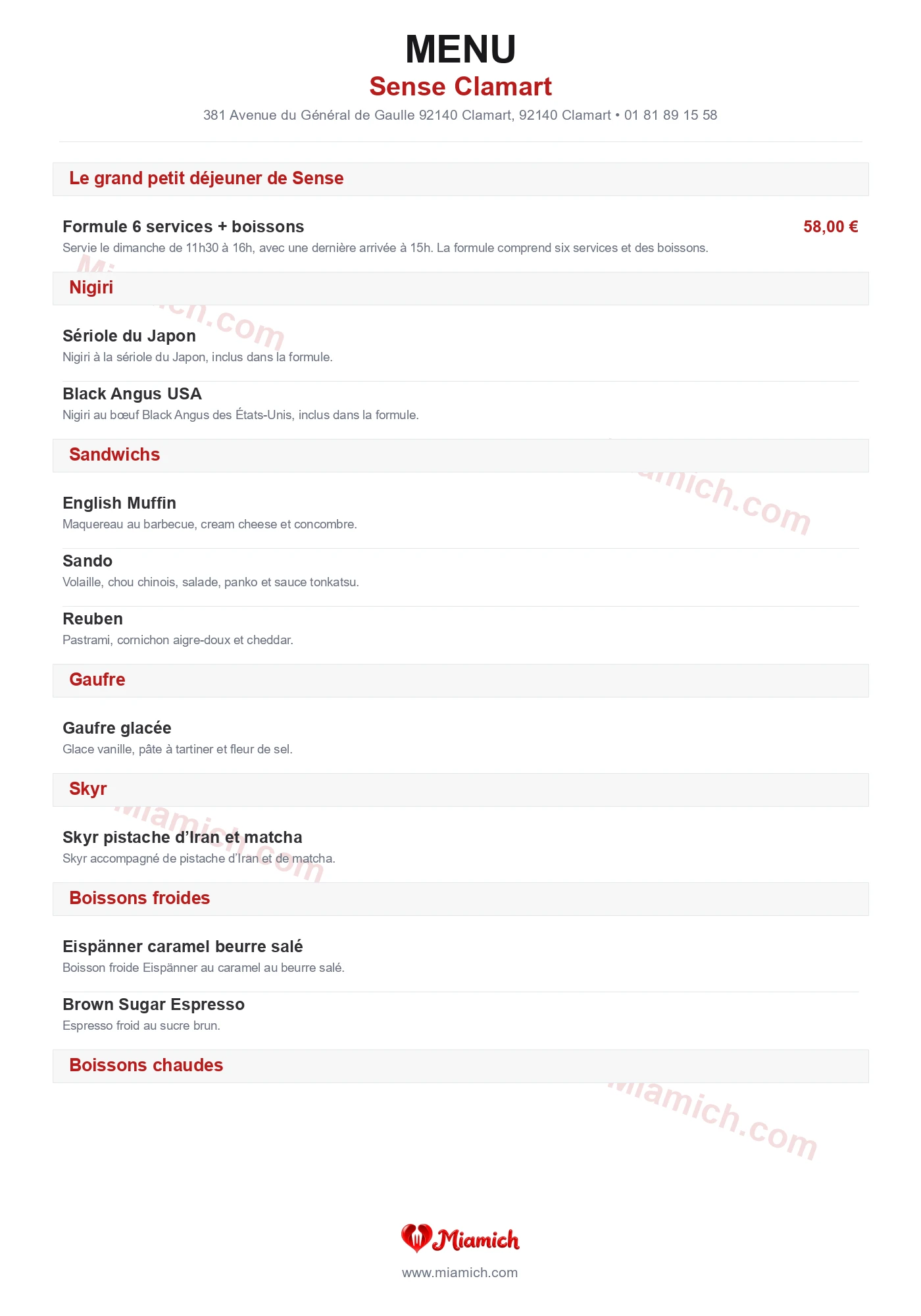 Sense Clamart, 92140, Clamart, restaurant-halal, Gastronomique, Français, departement 92, menu, photo, page 1