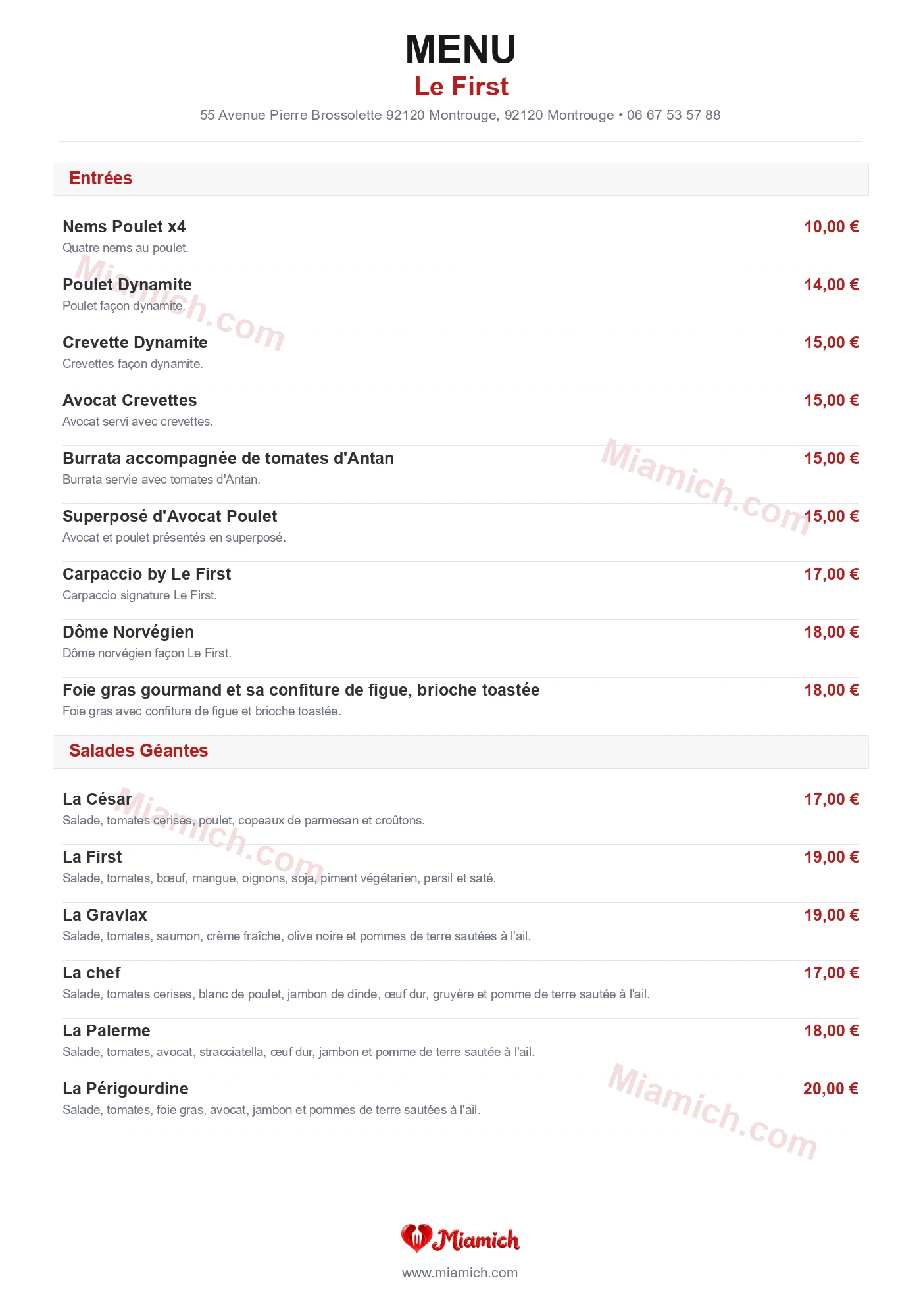 Le First, 92120, Montrouge, restaurant-halal, Français, departement 92, menu, photo, page 1