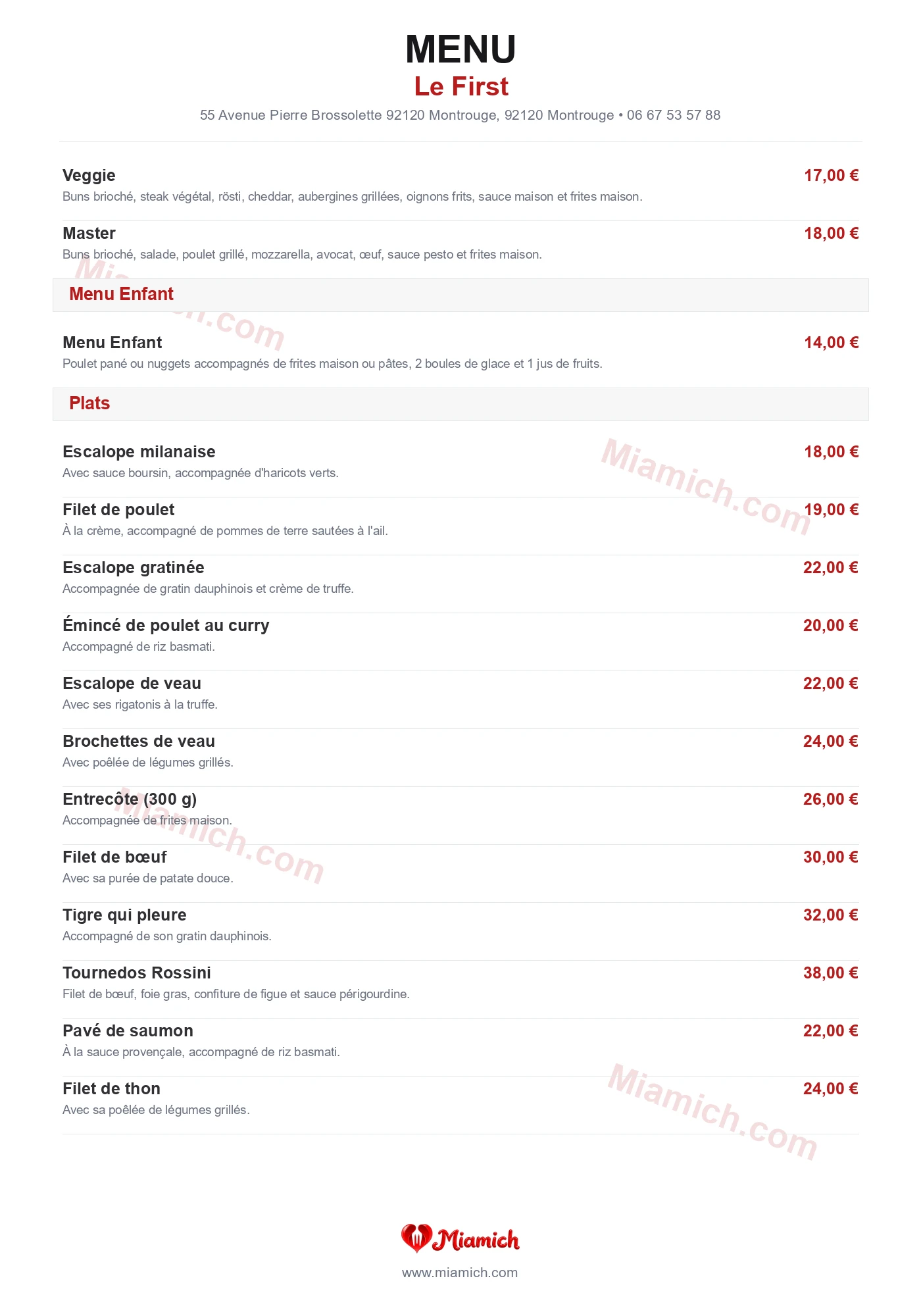 Le First, 92120, Montrouge, restaurant-halal, Français, departement 92, menu, photo, page 3