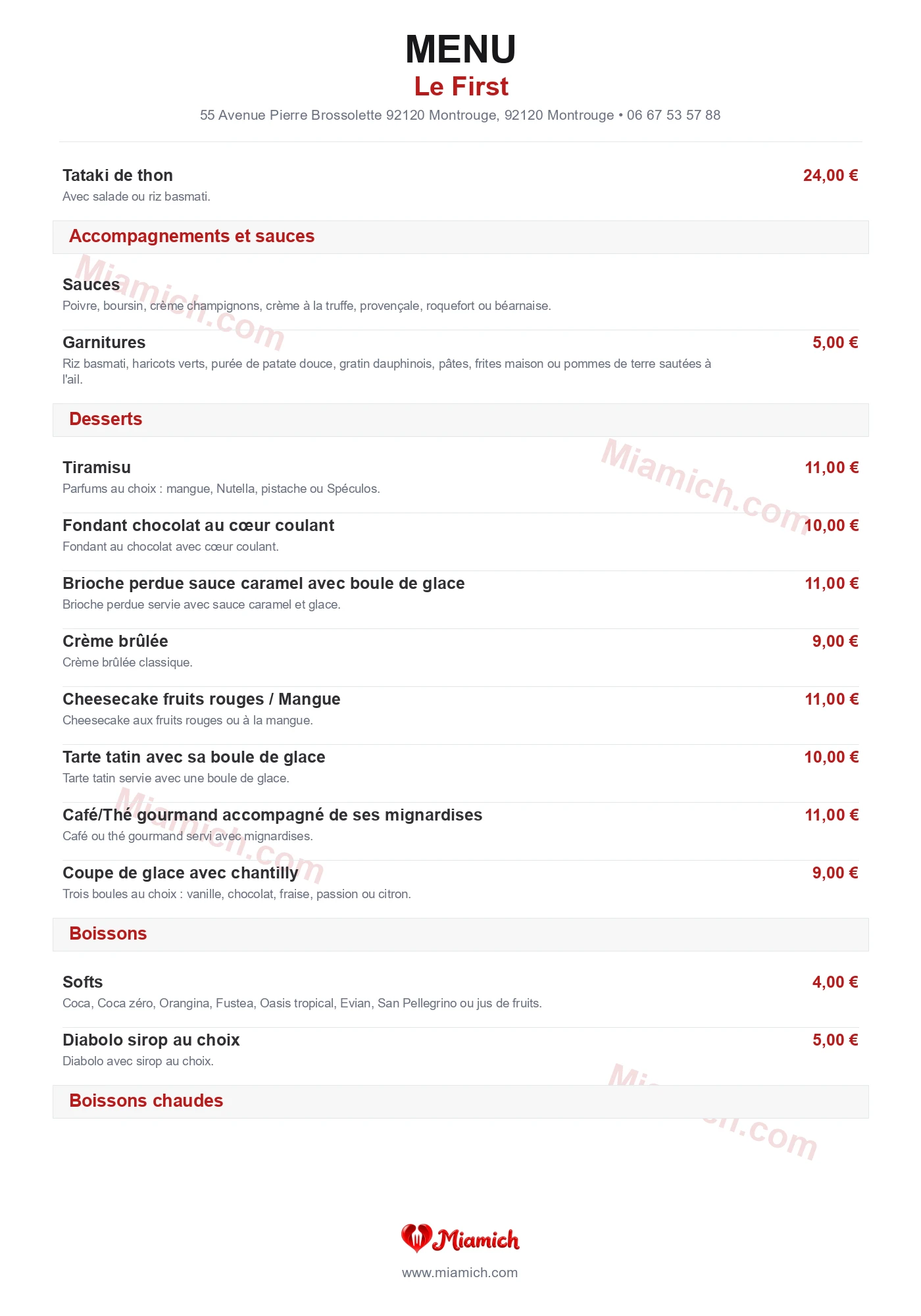 Le First, 92120, Montrouge, restaurant-halal, Français, departement 92, menu, photo, page 4
