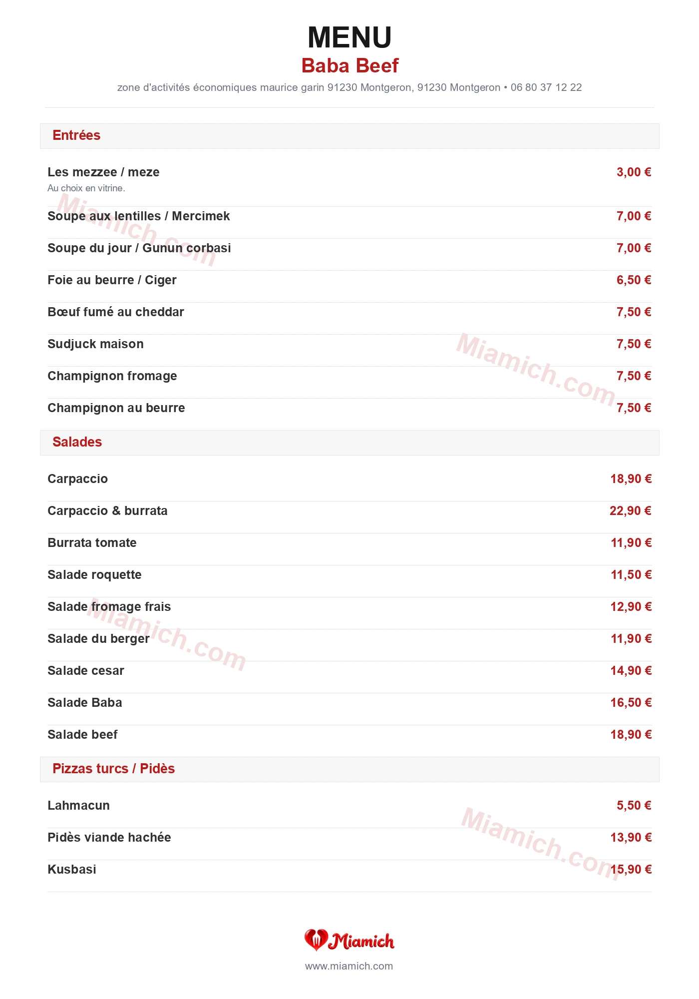 Baba Beef, 91230, Montgeron, restaurant-halal, Turc, Grill / BBQ, departement 91, menu, photo, page 1