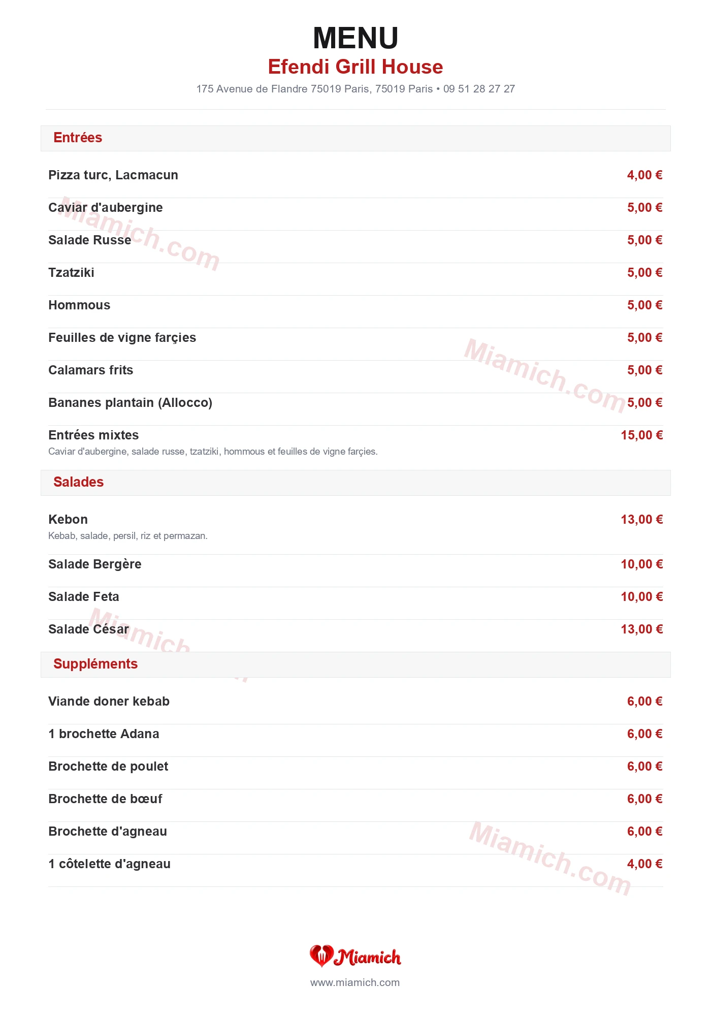 Efendi Grill House, 75019, Paris, restaurant-halal, Turc, Grill / BBQ, departement 75, menu, photo, page 1