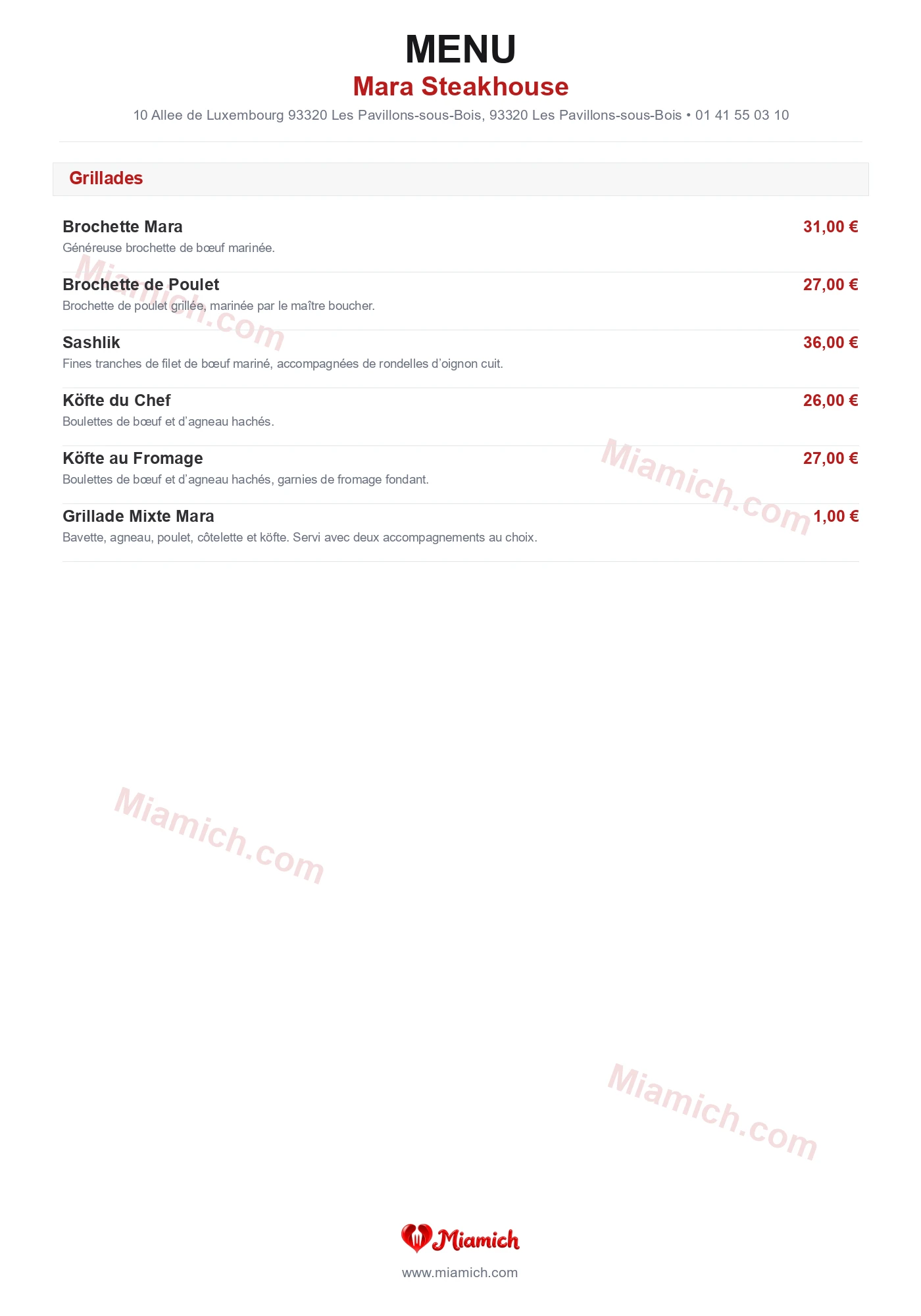 Mara Steakhouse, 93320, Les Pavillons-sous-Bois, restaurant-halal, Grill / BBQ, departement 93, menu, photo, page 2