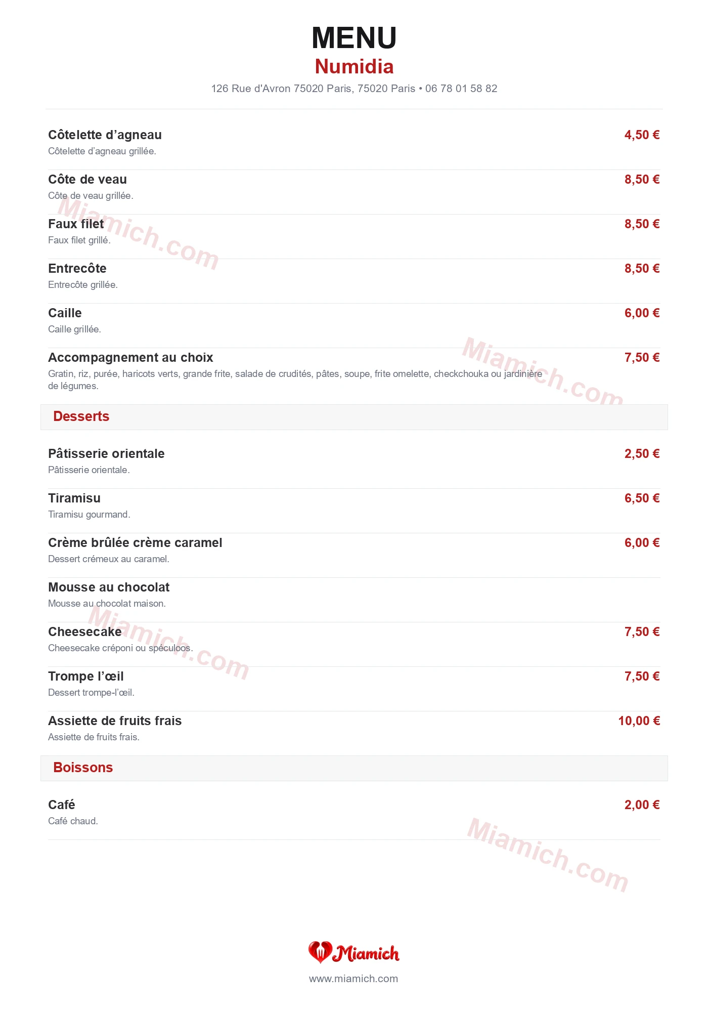 Numidia, 75020, Paris, restaurant-halal, Algérien, Grill / BBQ, departement 75, menu, photo, page 6
