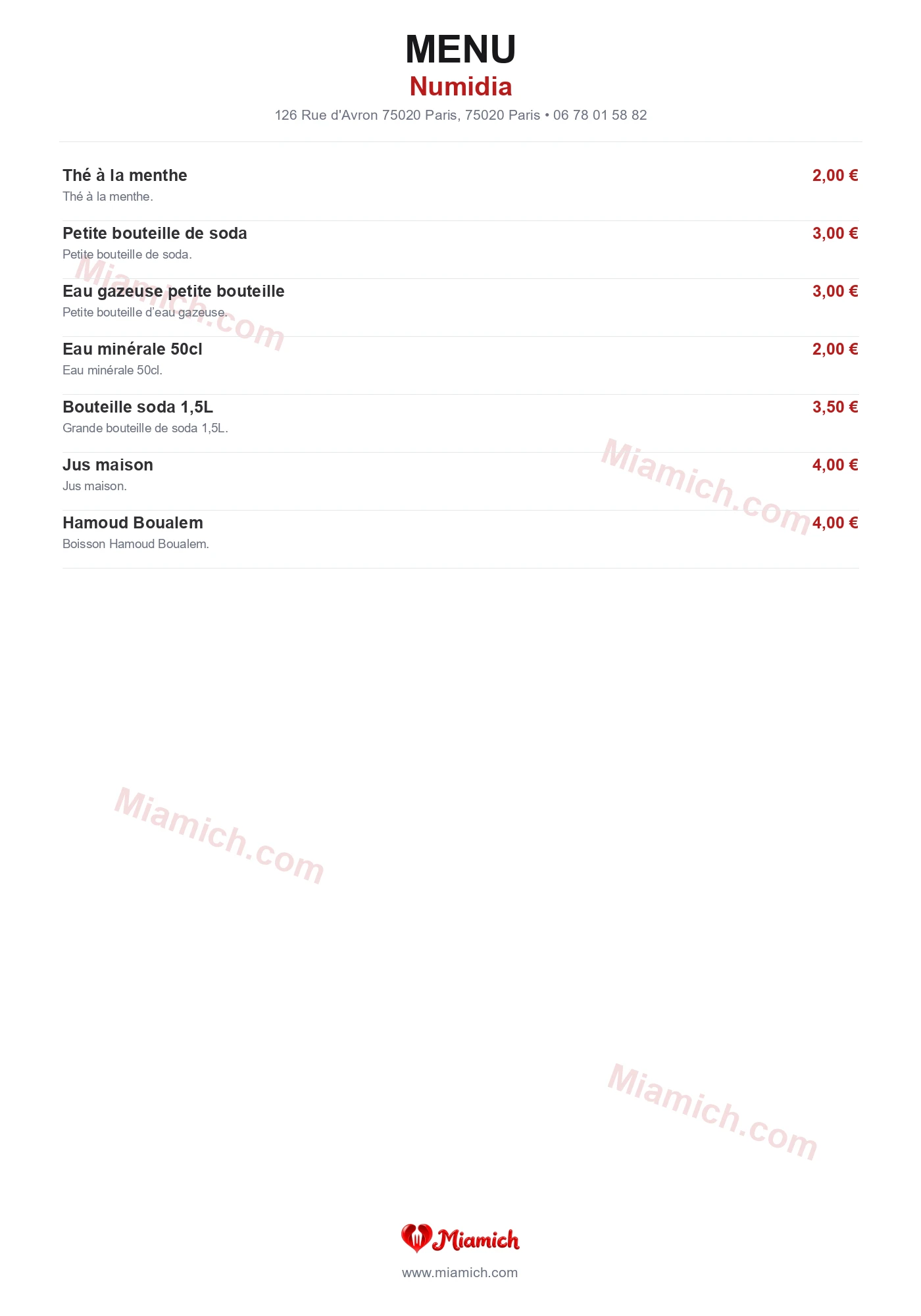 Numidia, 75020, Paris, restaurant-halal, Algérien, Grill / BBQ, departement 75, menu, photo, page 7