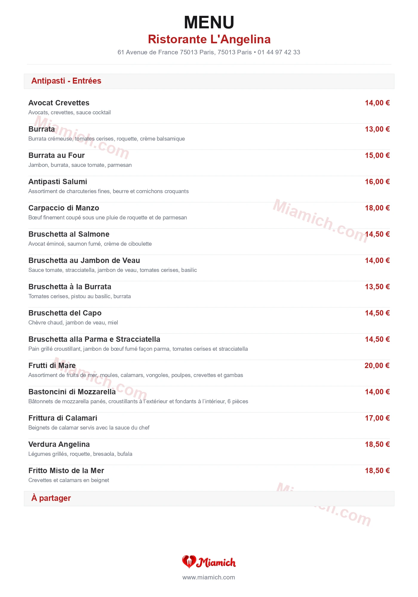 Ristorante L'Angelina, 75013, Paris, restaurant-halal, Italien, Pizza, departement 75, menu, photo, page 1
