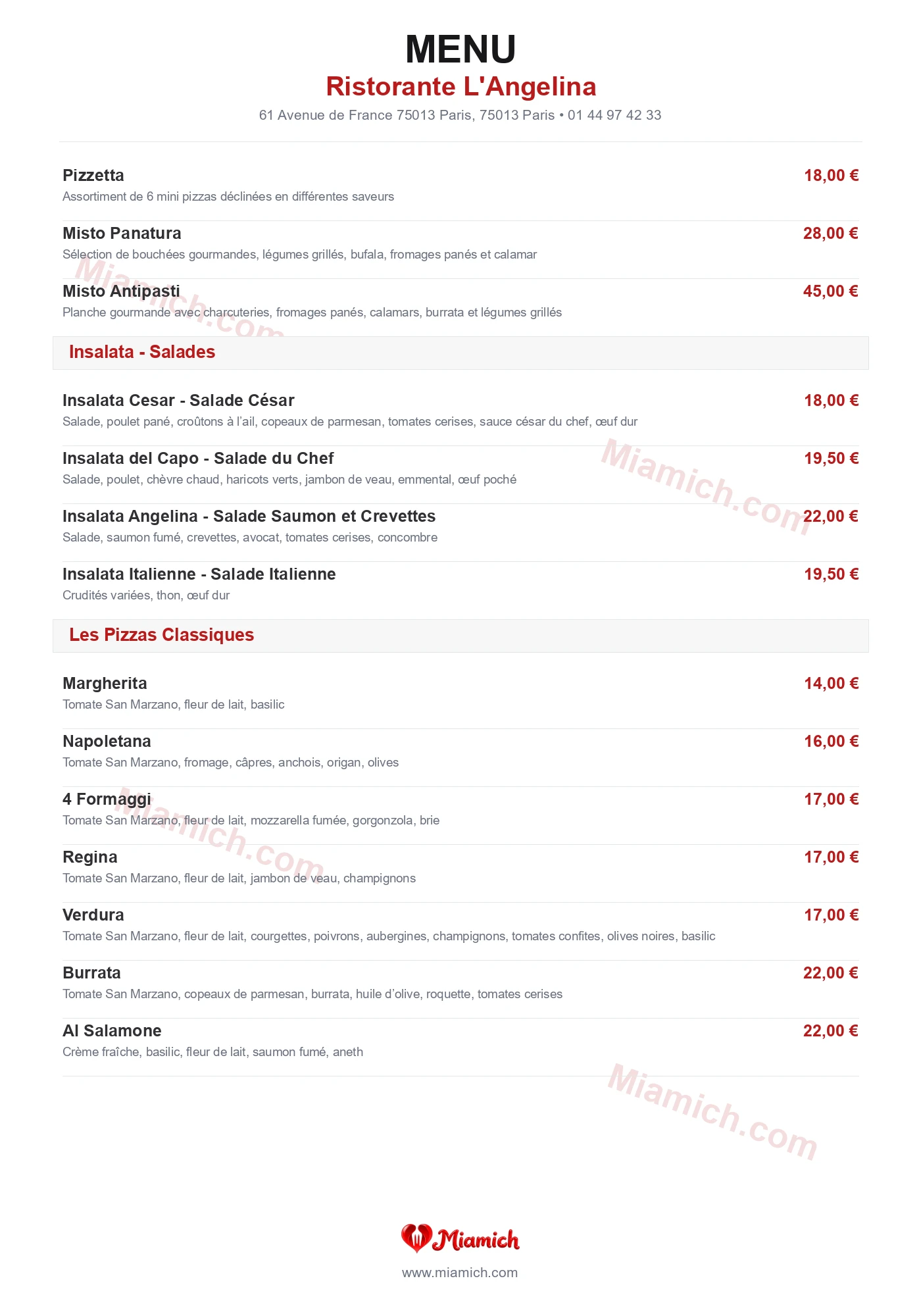 Ristorante L'Angelina, 75013, Paris, restaurant-halal, Italien, Pizza, departement 75, menu, photo, page 2