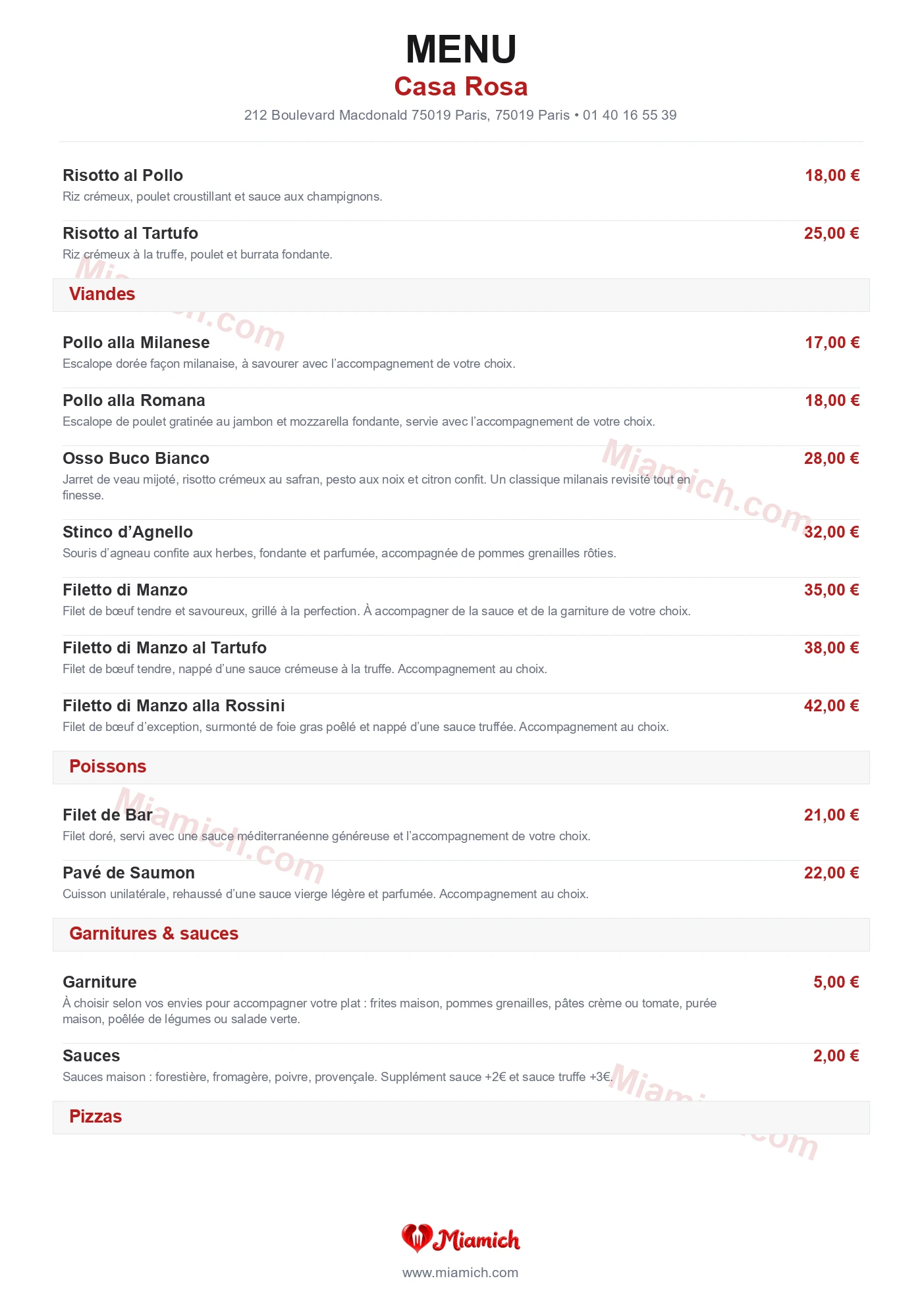 Casa Rosa, 75019, Paris, restaurant-halal, Italien, Desserts, departement 75, menu, photo, page 3