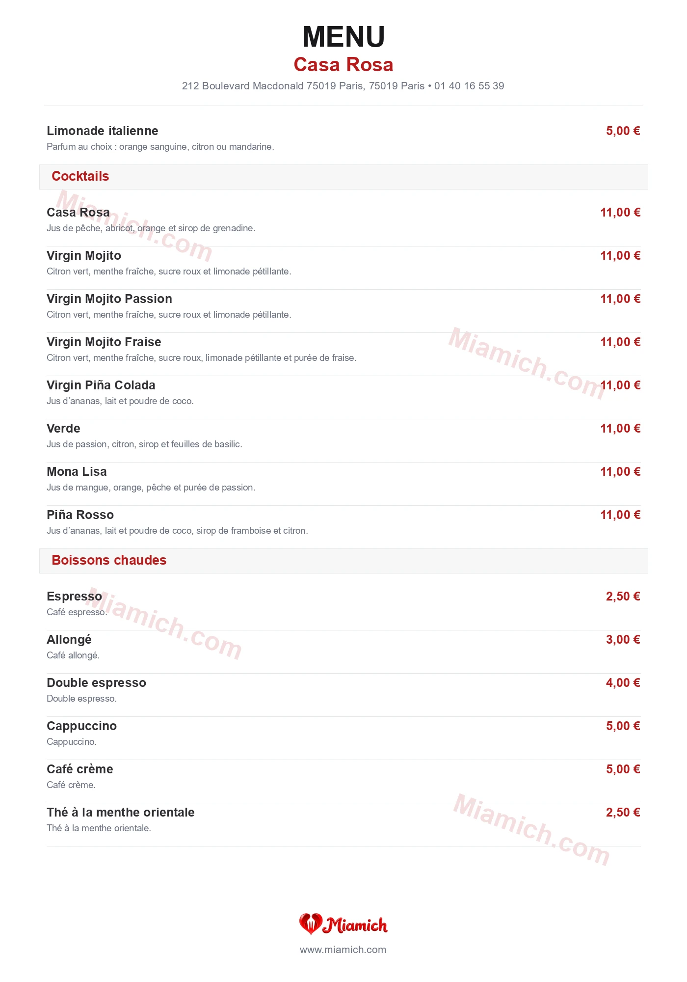 Casa Rosa, 75019, Paris, restaurant-halal, Italien, Desserts, departement 75, menu, photo, page 6