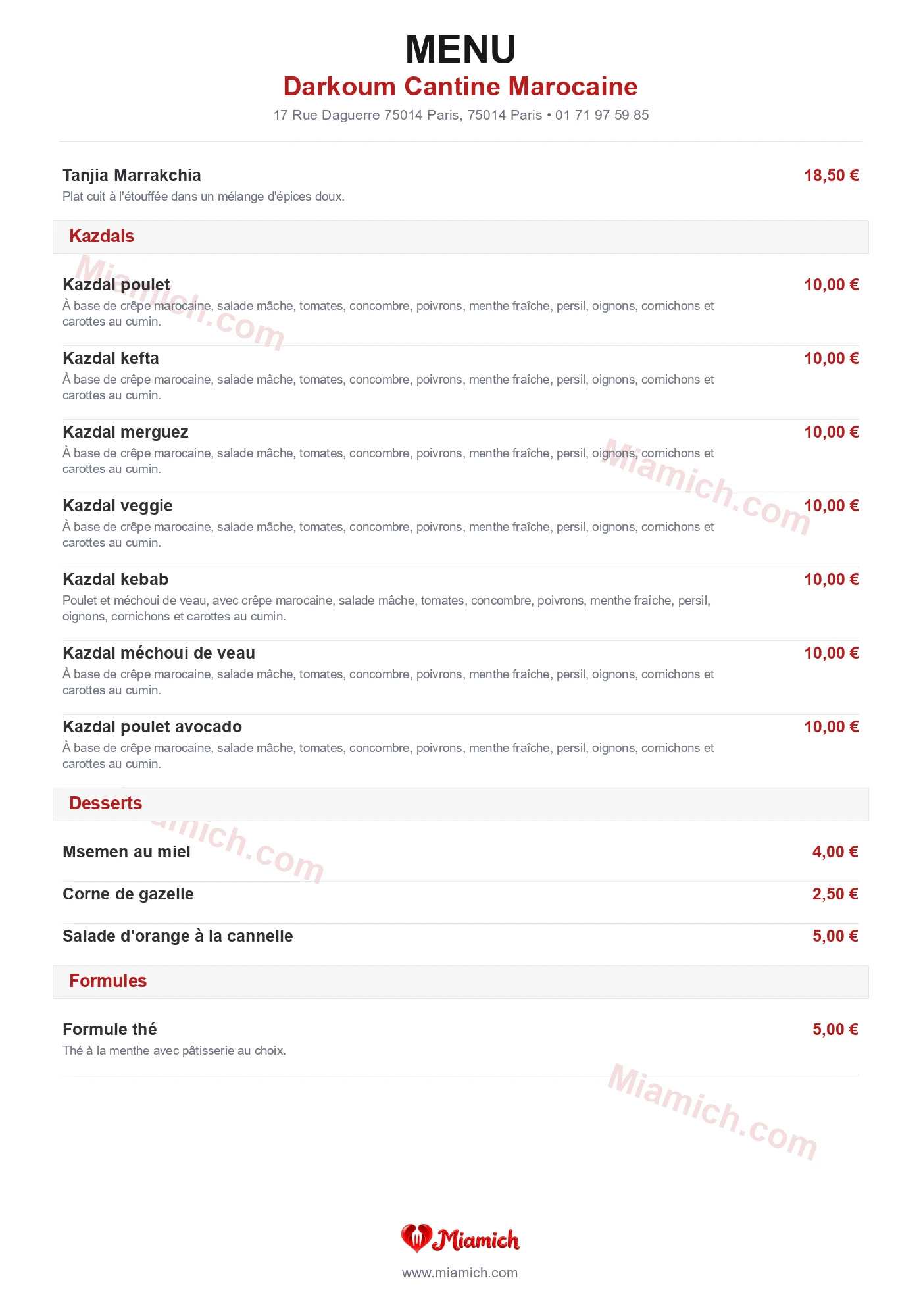Darkoum Cantine Marocaine, 75014, Paris, restaurant-halal, Marocain, departement 75, menu, photo, page 3
