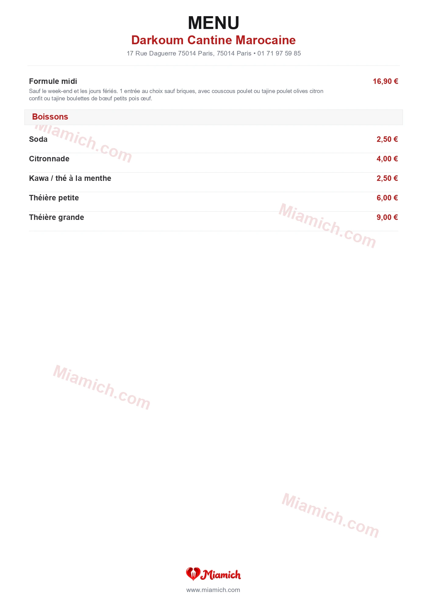 Darkoum Cantine Marocaine, 75014, Paris, restaurant-halal, Marocain, departement 75, menu, photo, page 4