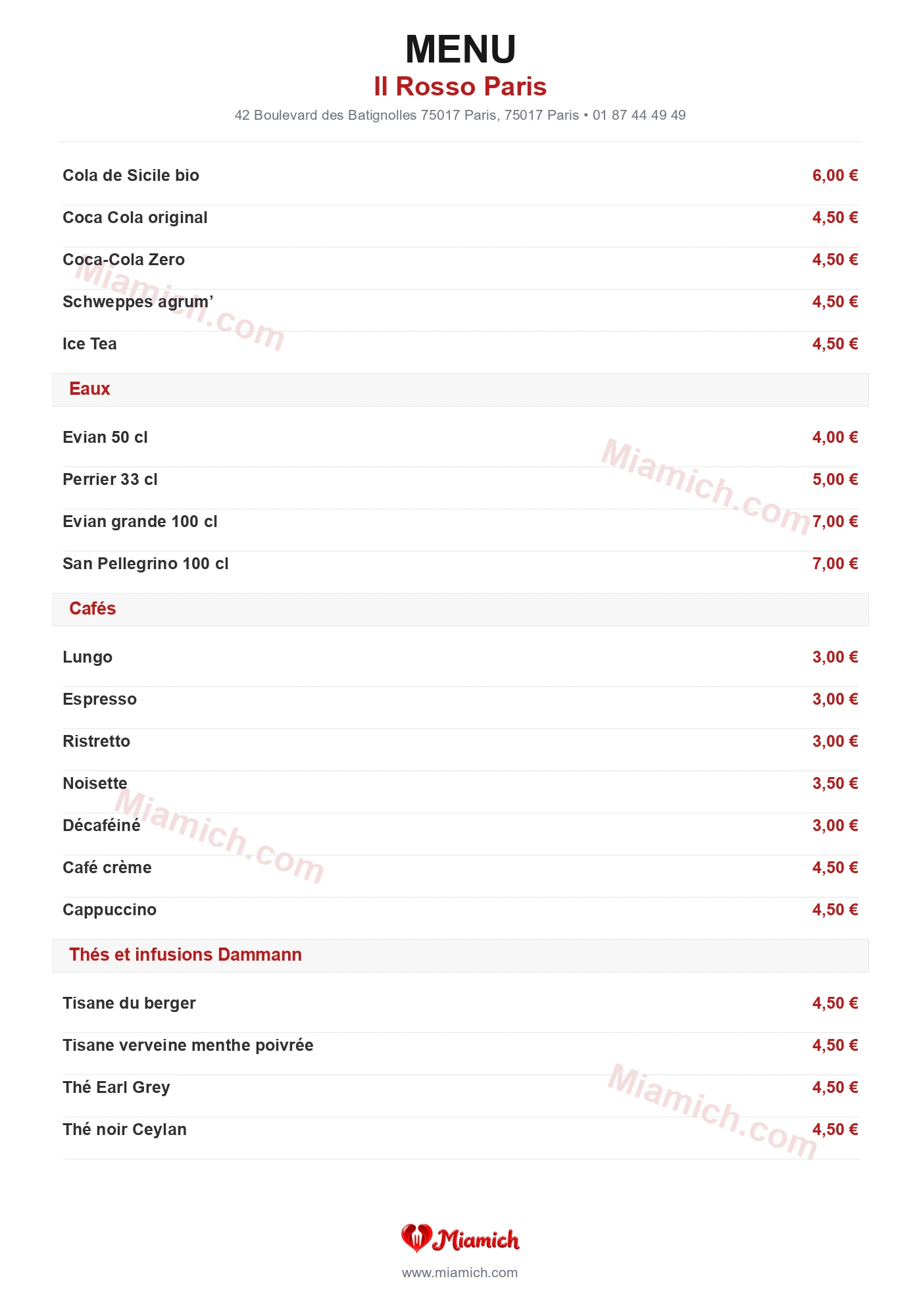 Il Rosso Paris, 75017, Paris, restaurant-halal, Italien, departement 75, menu, photo, page 3