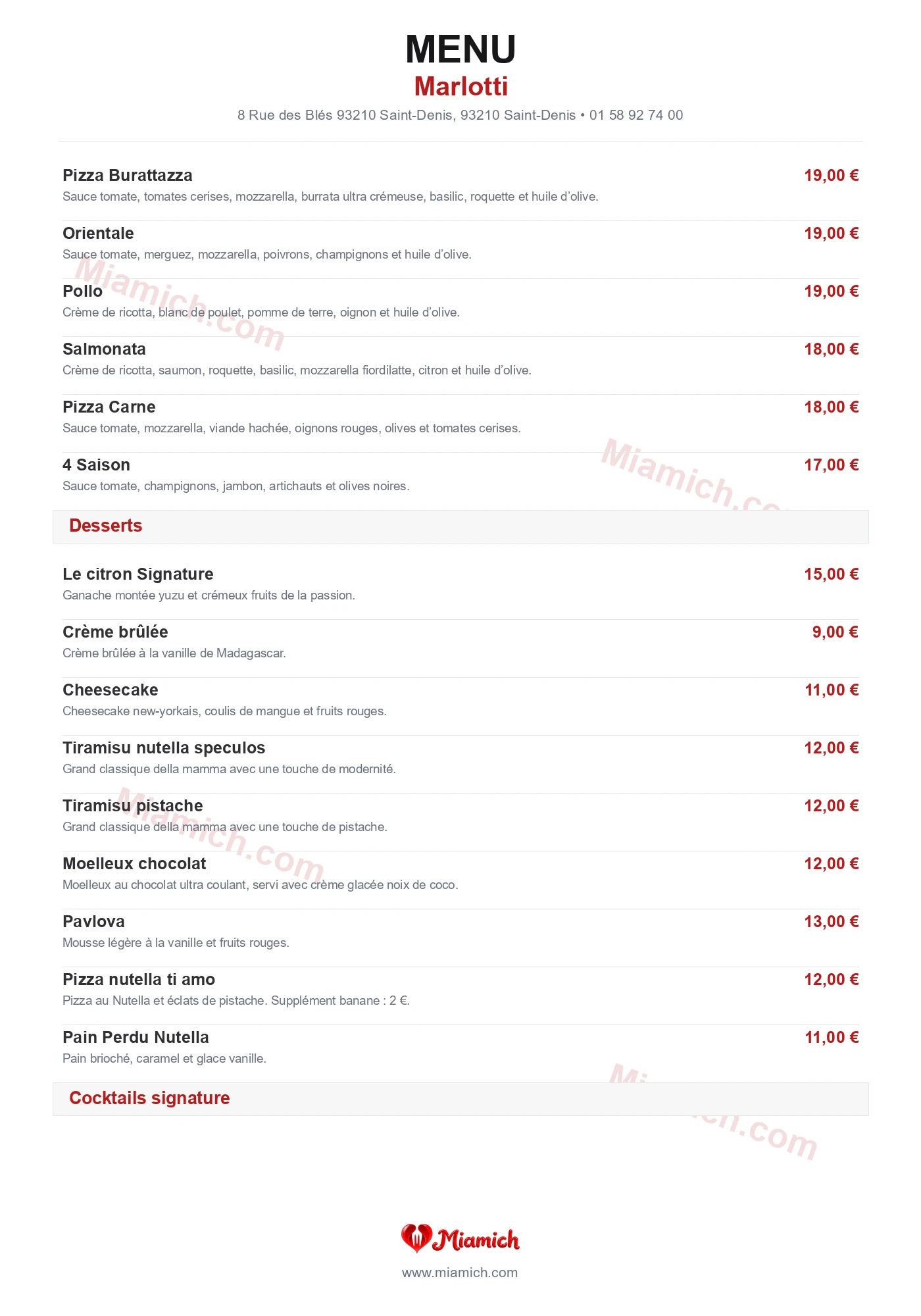 Marlotti, 93210, Saint-Denis, restaurant-halal, Italien, Pizza, departement 93, menu, photo, page 4