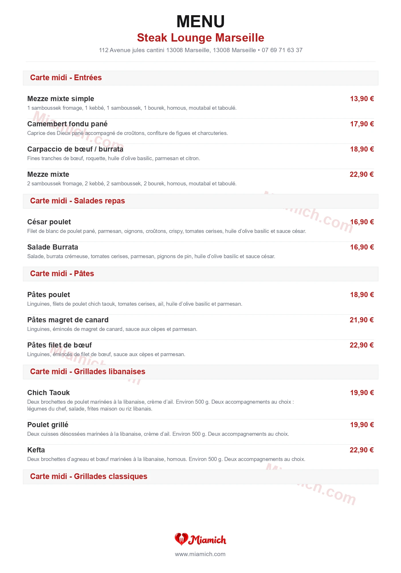 Steak Lounge Marseille, 13008, Marseille, restaurant-halal, Libanais, Grill / BBQ, departement 13, menu, photo, page 1