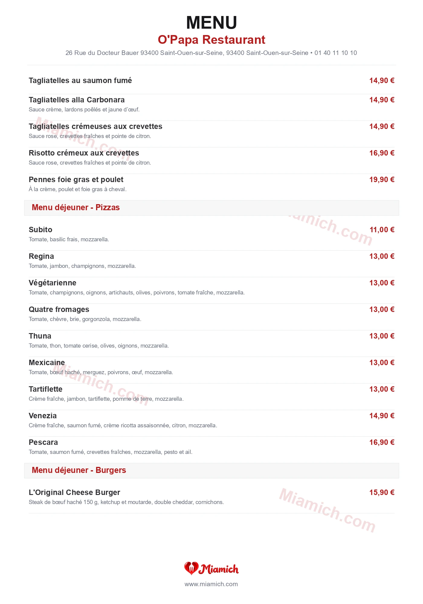 O'Papa Restaurant, 93400, Saint-Ouen-sur-Seine, restaurant-halal, Burger, Grill / BBQ, departement 93, menu, photo, page 2
