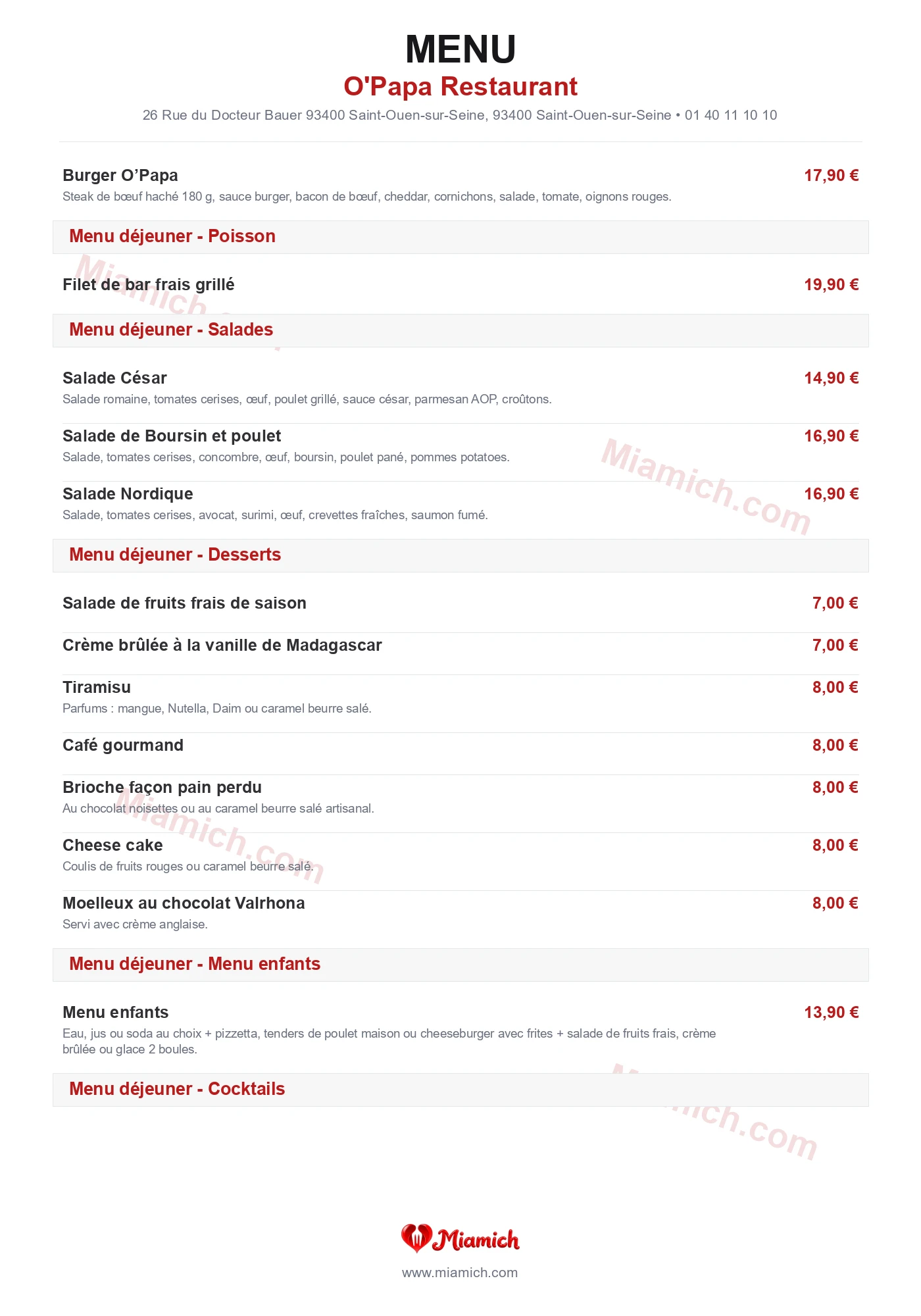 O'Papa Restaurant, 93400, Saint-Ouen-sur-Seine, restaurant-halal, Burger, Grill / BBQ, departement 93, menu, photo, page 3