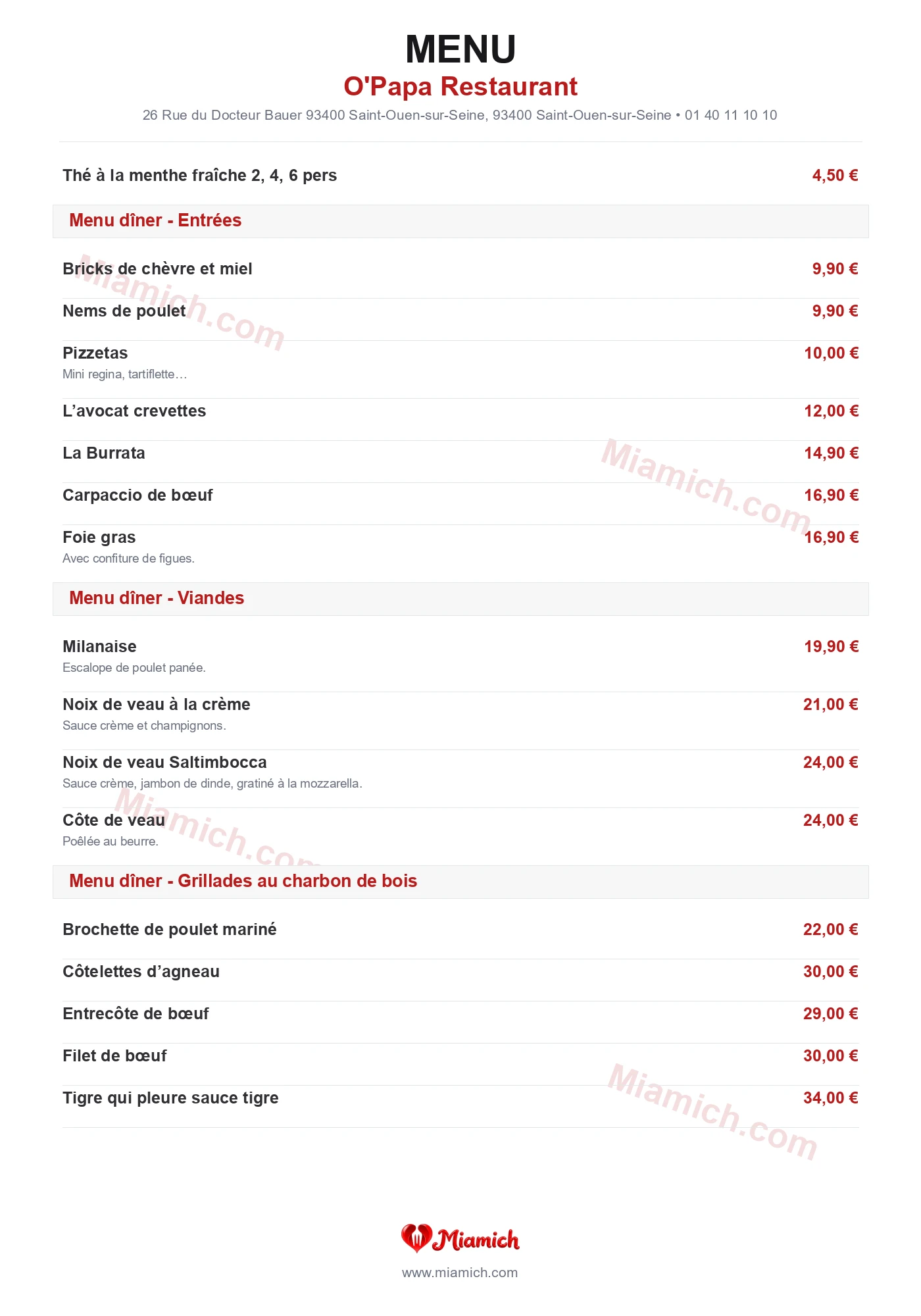 O'Papa Restaurant, 93400, Saint-Ouen-sur-Seine, restaurant-halal, Burger, Grill / BBQ, departement 93, menu, photo, page 5