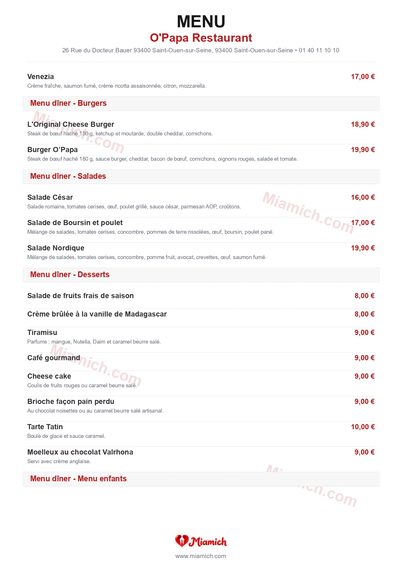 O'Papa Restaurant, 93400, Saint-Ouen-sur-Seine, restaurant-halal, Burger, Grill / BBQ, departement 93, menu, photo, page 7