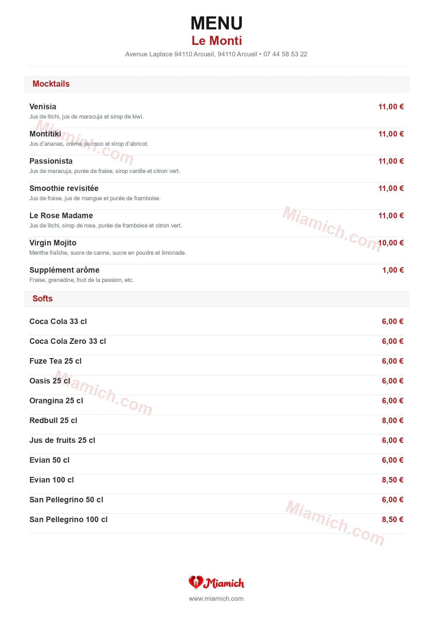 Le Monti, 94110, Arcueil, restaurant-halal, Italien, departement 94, menu, photo, page 1