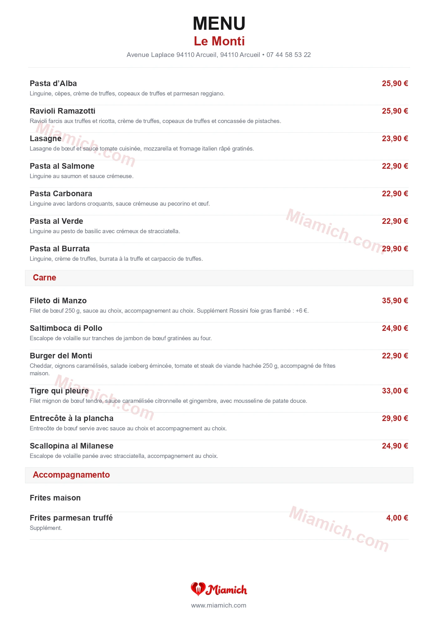 Le Monti, 94110, Arcueil, restaurant-halal, Italien, departement 94, menu, photo, page 3