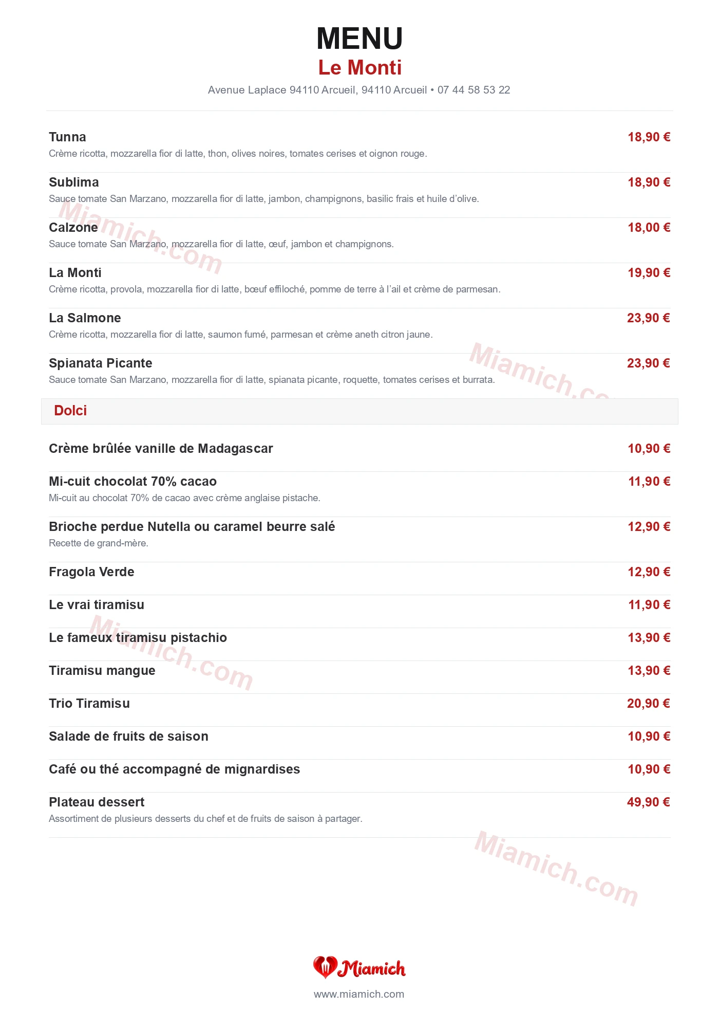 Le Monti, 94110, Arcueil, restaurant-halal, Italien, departement 94, menu, photo, page 5