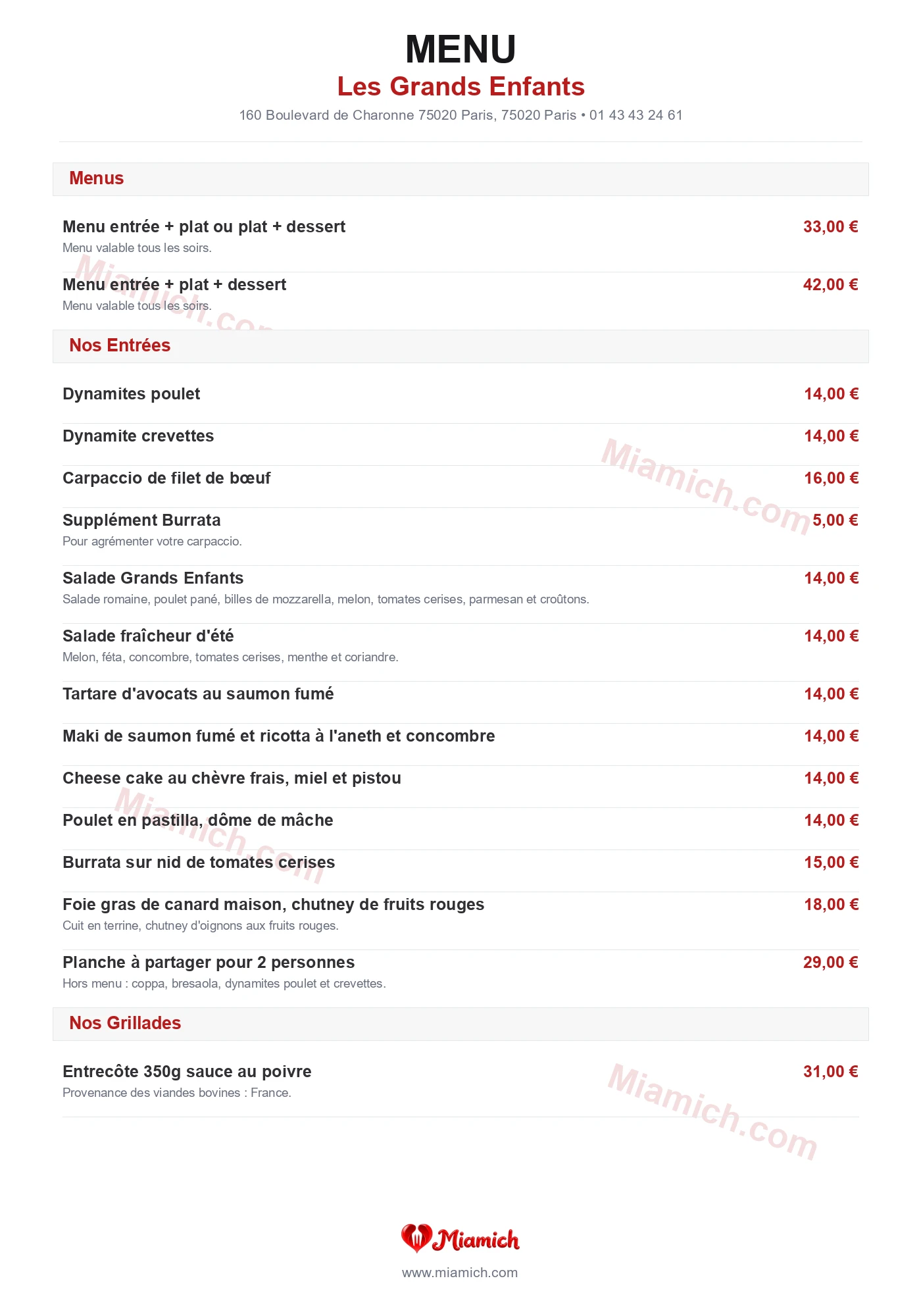 Les Grands Enfants, 75020, Paris, restaurant-halal, Français, departement 75, menu, photo, page 1
