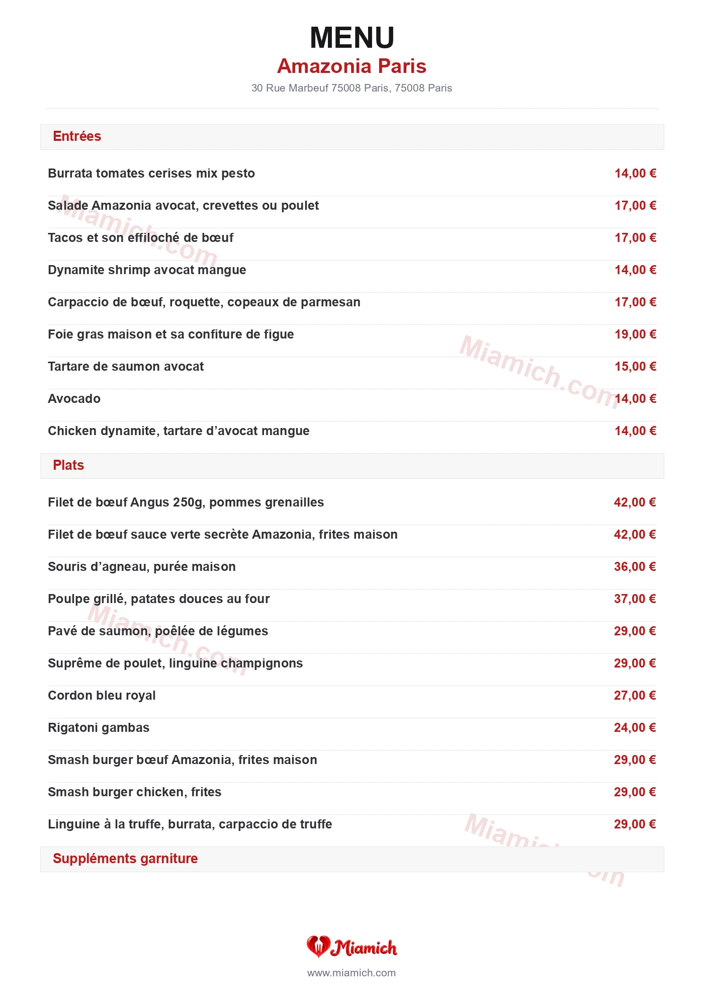 Amazonia Paris, 75008, Paris, restaurant-halal, Grill / BBQ, departement 75, menu, photo, page 1