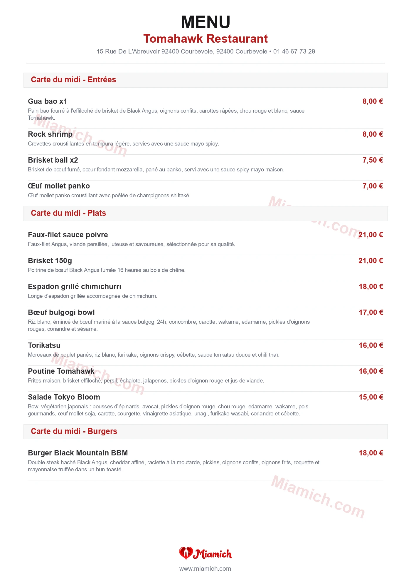Tomahawk Restaurant, 92400, Courbevoie, restaurant-halal, Grill / BBQ, departement 92, menu, photo, page 1