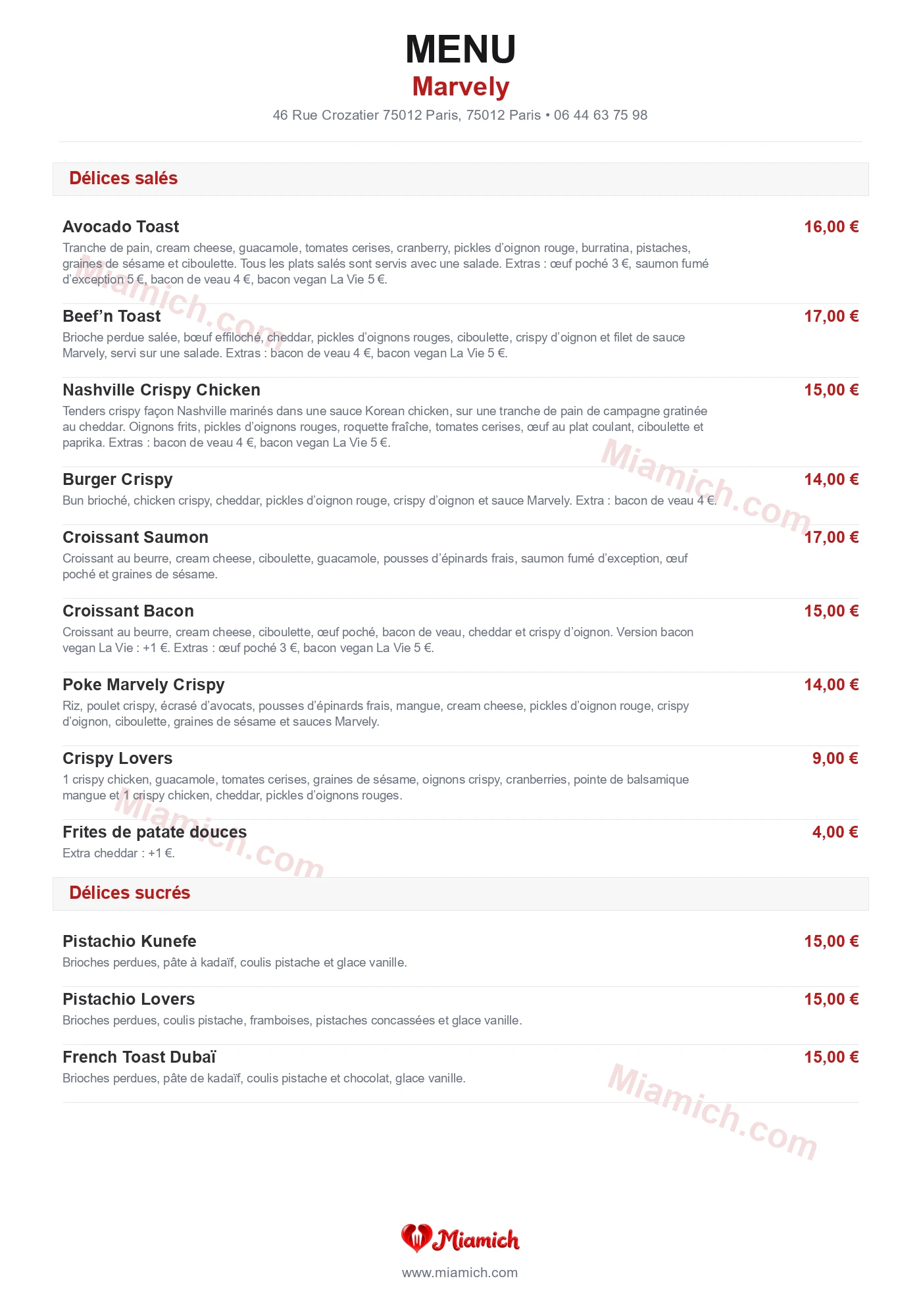 Marvely, 75012, Paris, restaurant-halal, Crêperie, Smoothies / Jus, departement 75, menu, photo, page 1