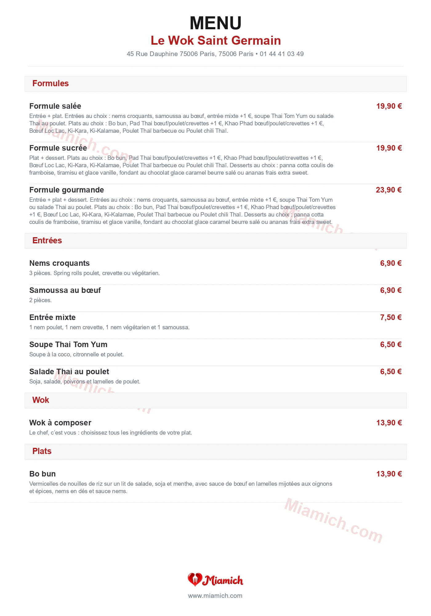 Le Wok Saint Germain, 75006, Paris, restaurant-halal, Thaïlandais, departement 75, menu, photo, page 1