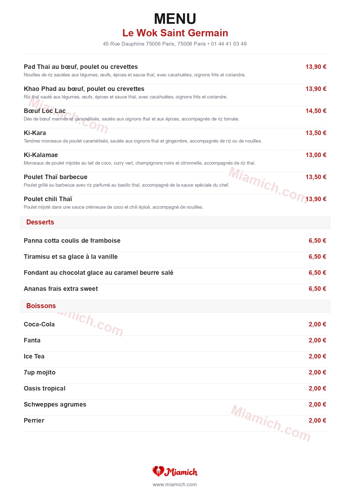 Le Wok Saint Germain, 75006, Paris, restaurant-halal, Thaïlandais, departement 75, menu, photo, page 2
