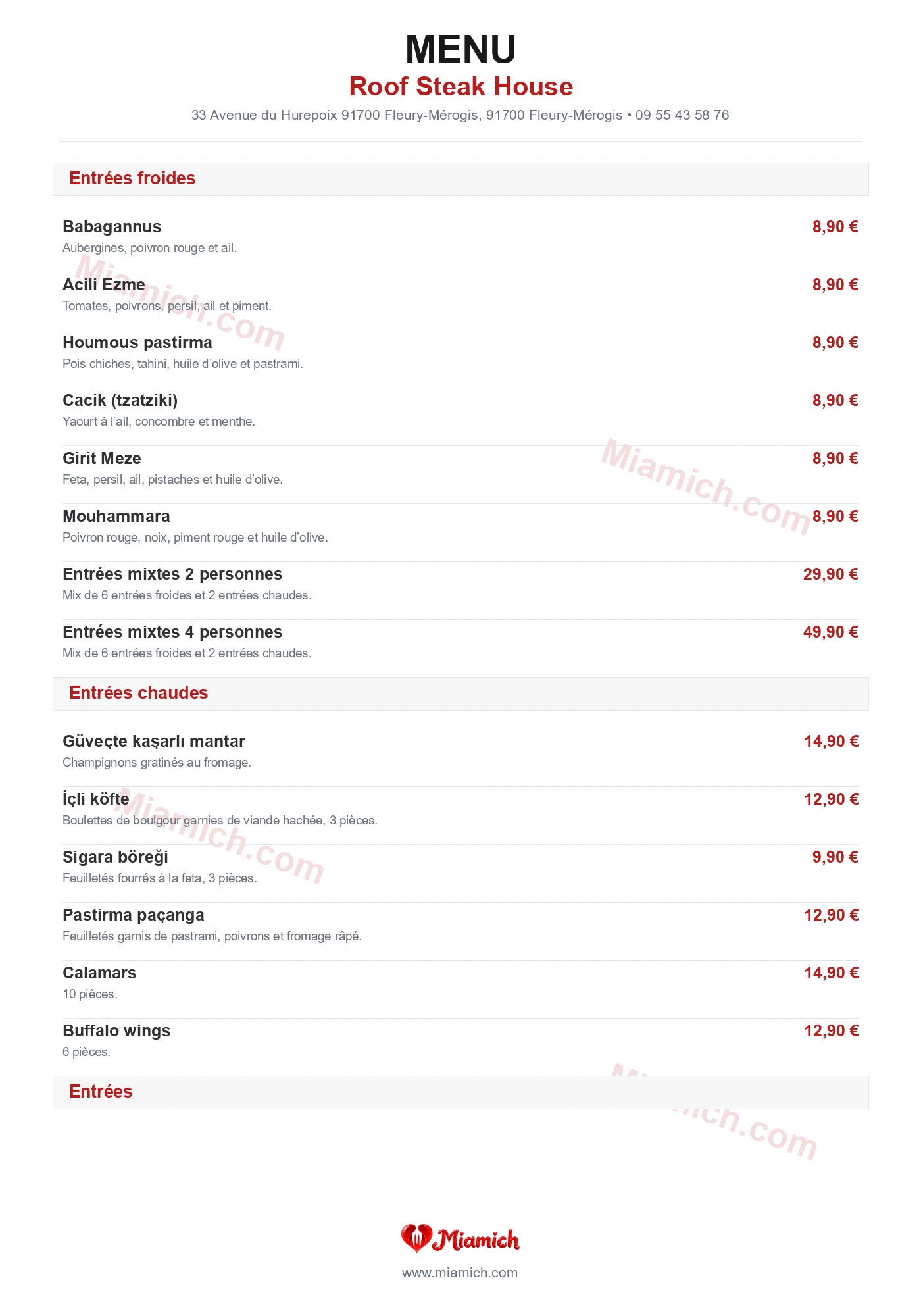 Roof Steak House, 91700, Fleury-Mérogis, restaurant-halal, Turc, Grill / BBQ, departement 91, menu, photo, page 1