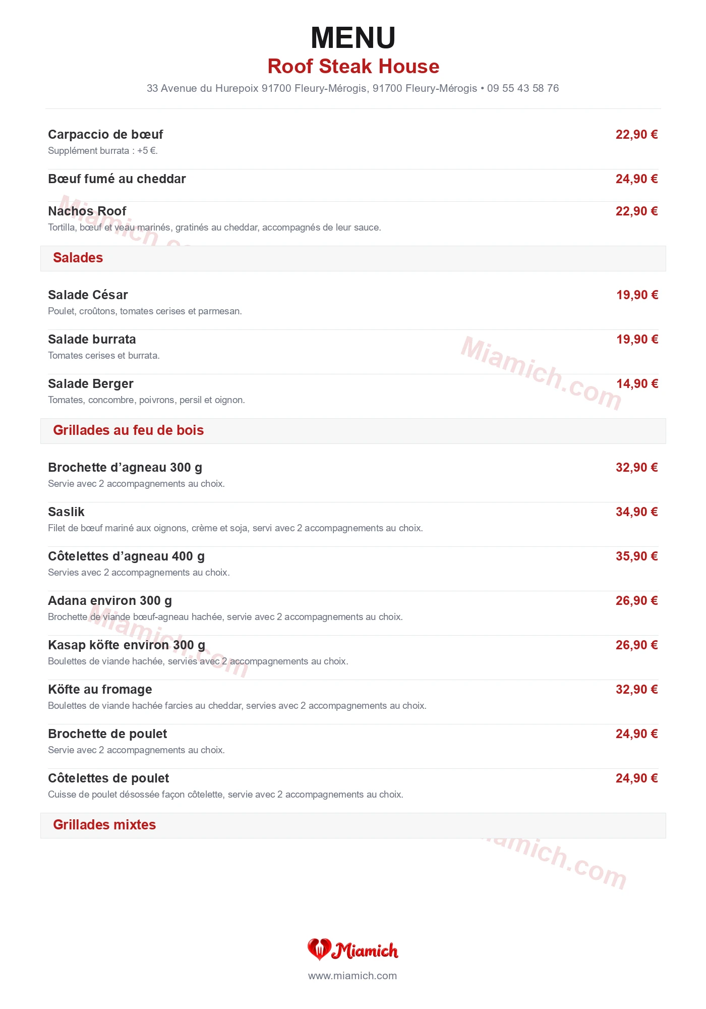 Roof Steak House, 91700, Fleury-Mérogis, restaurant-halal, Turc, Grill / BBQ, departement 91, menu, photo, page 2