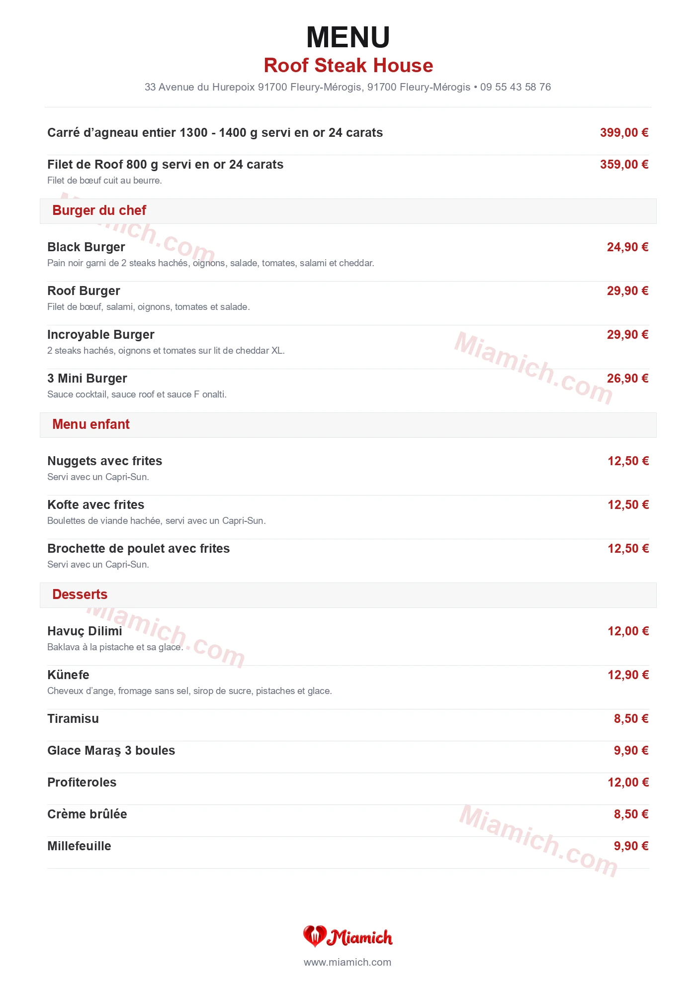 Roof Steak House, 91700, Fleury-Mérogis, restaurant-halal, Turc, Grill / BBQ, departement 91, menu, photo, page 5
