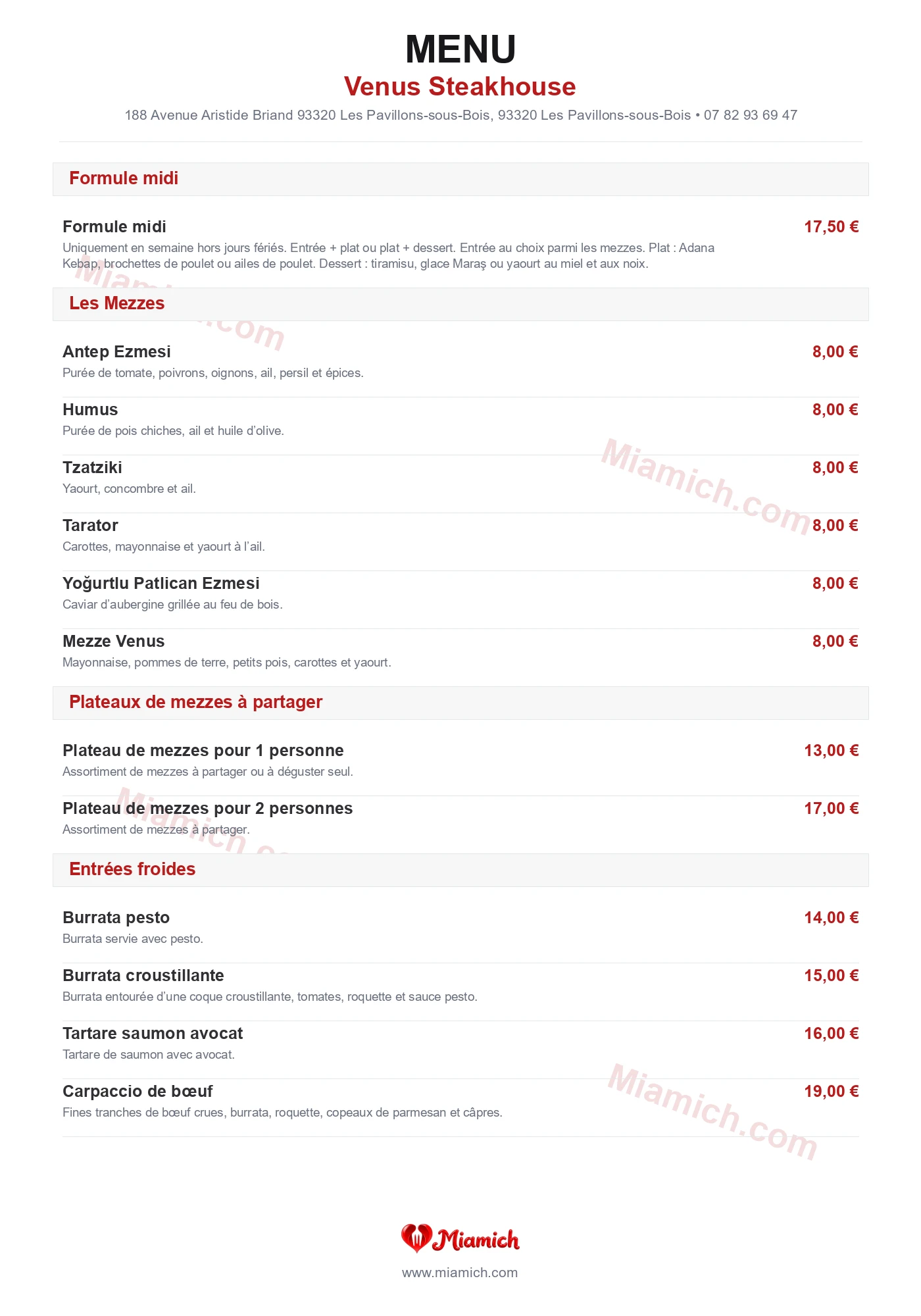 Venus Steakhouse, 93320, Les Pavillons-sous-Bois, restaurant-halal, Turc, Grill / BBQ, departement 93, menu, photo, page 1