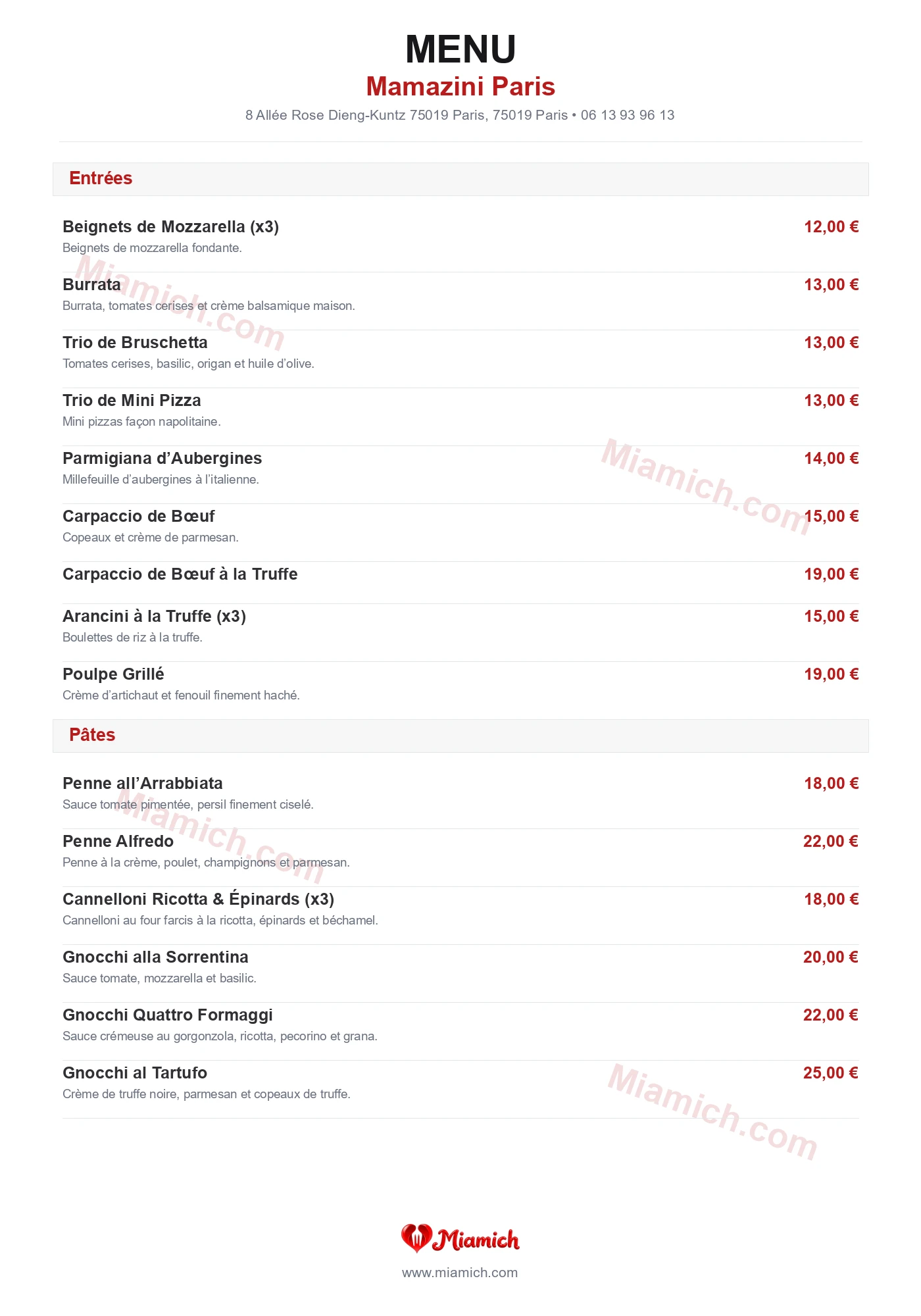 Mamazini Paris, 75019, Paris, restaurant-halal, Italien, Pizza, departement 75, menu, photo, page 1