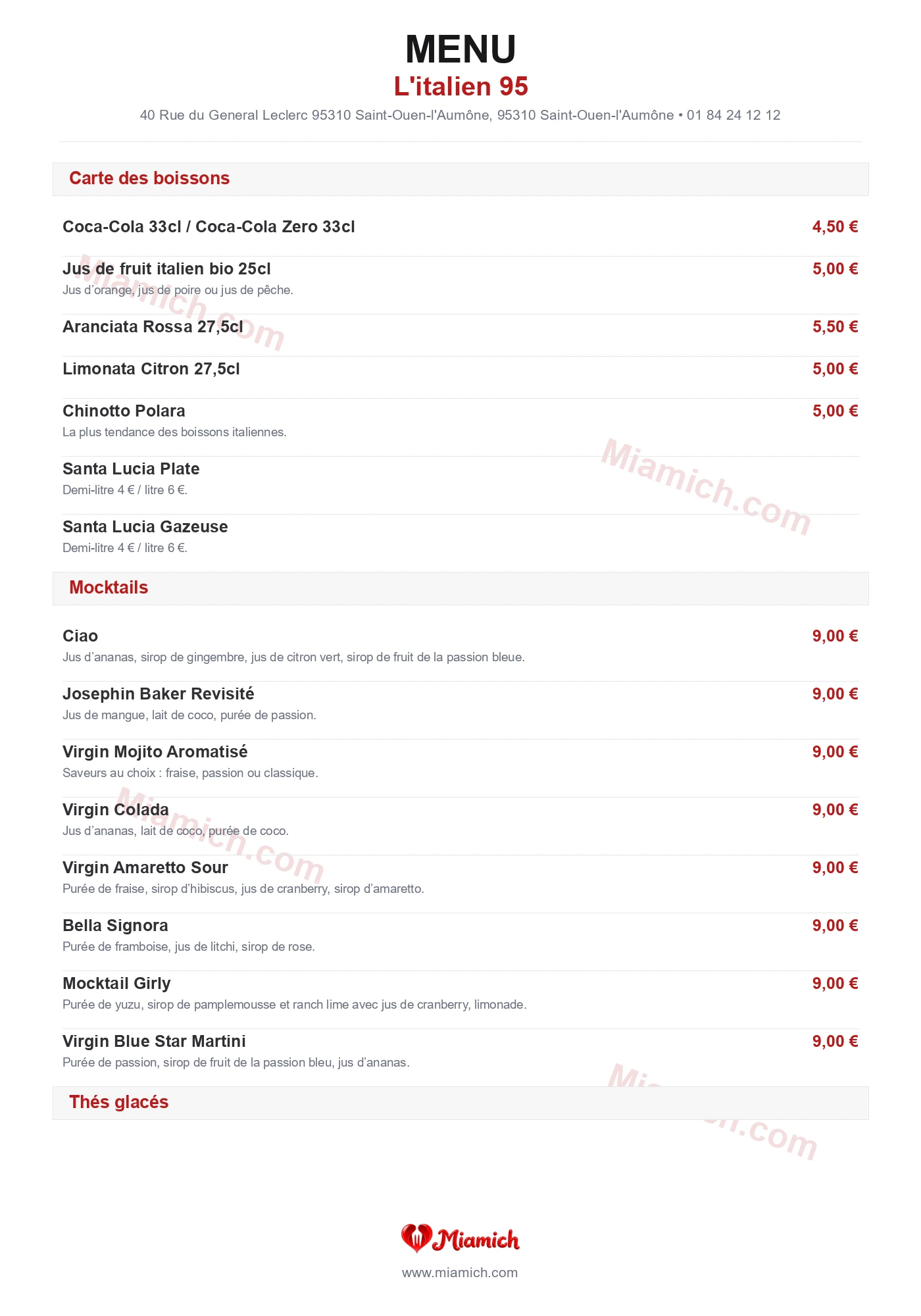 L'italien 95, 95310, Saint-Ouen-l'Aumône, restaurant-halal, Italien, Pizza, departement 95, menu, photo, page 5