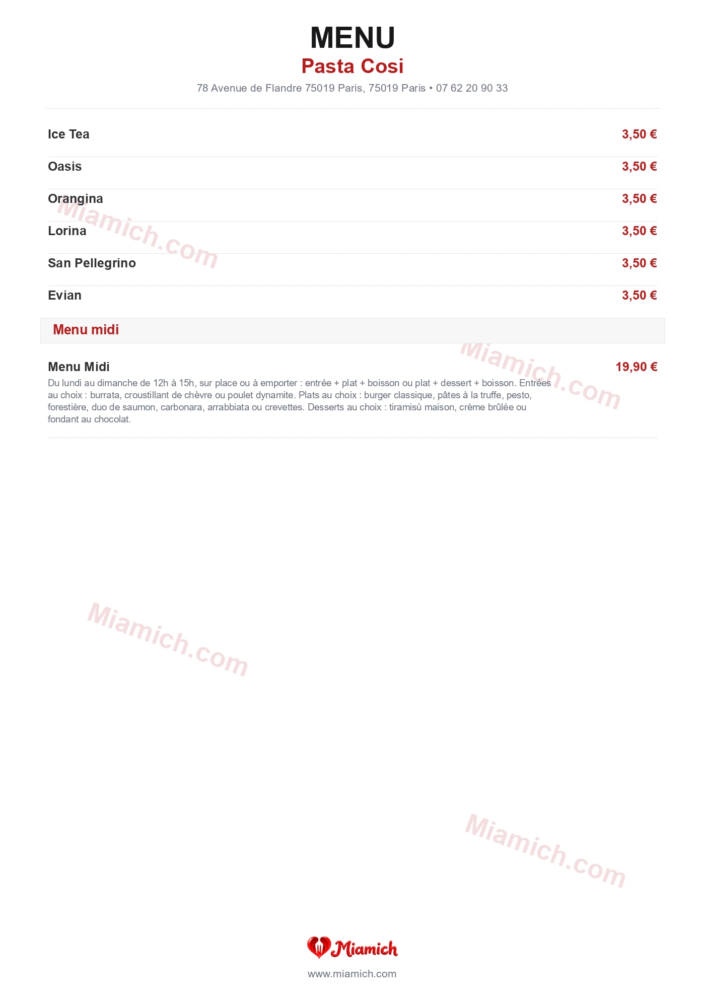 Pasta Cosi, 75019, Paris, restaurant-halal, Italien, Pizza, departement 75, menu, photo, page 4