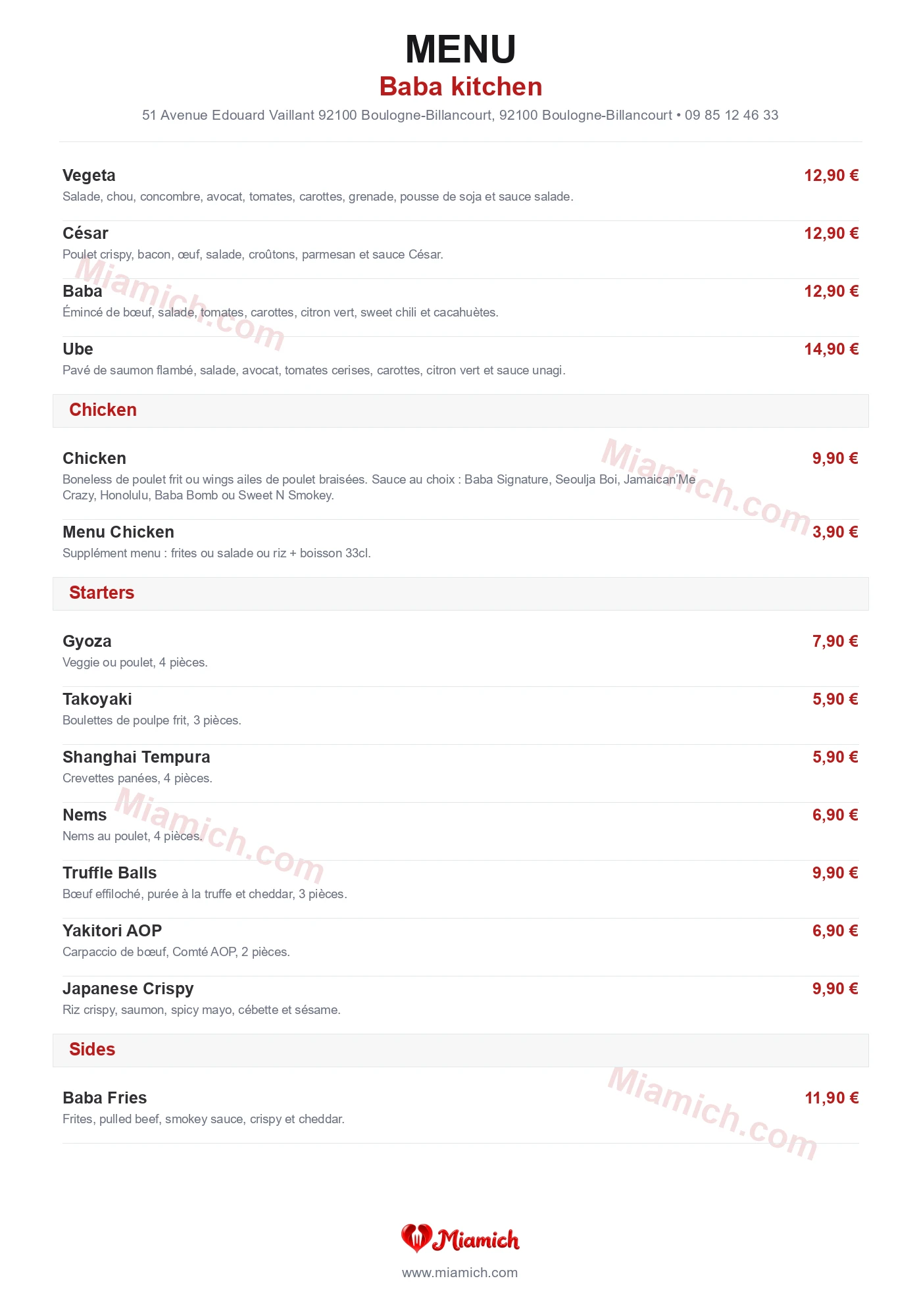 Baba kitchen, 92100, Boulogne-Billancourt, restaurant-halal, Thaïlandais, Street food, departement 92, menu, photo, page 3