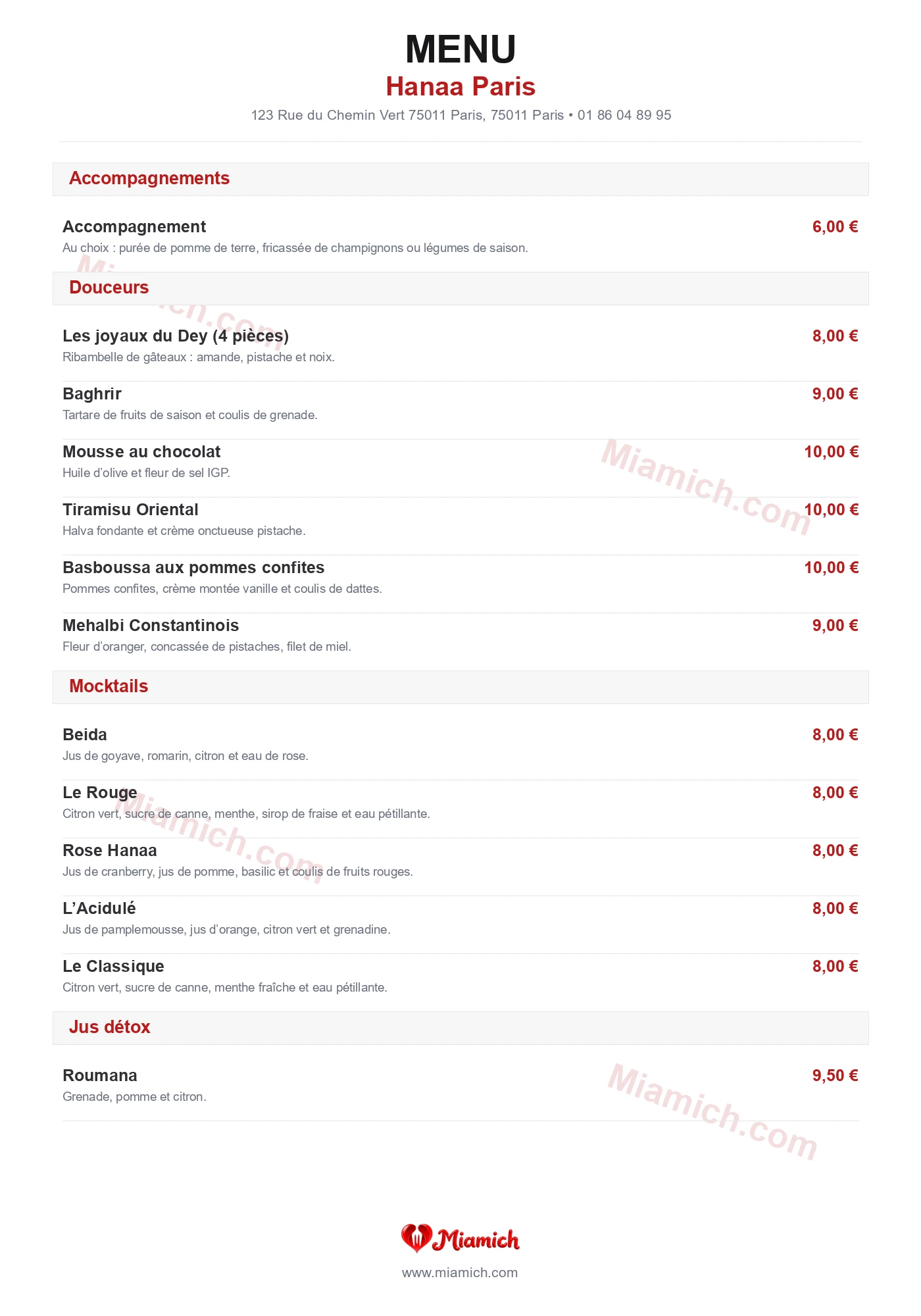 Hanaa Paris, 75011, Paris, restaurant-halal, Algérien, departement 75, menu, photo, page 2