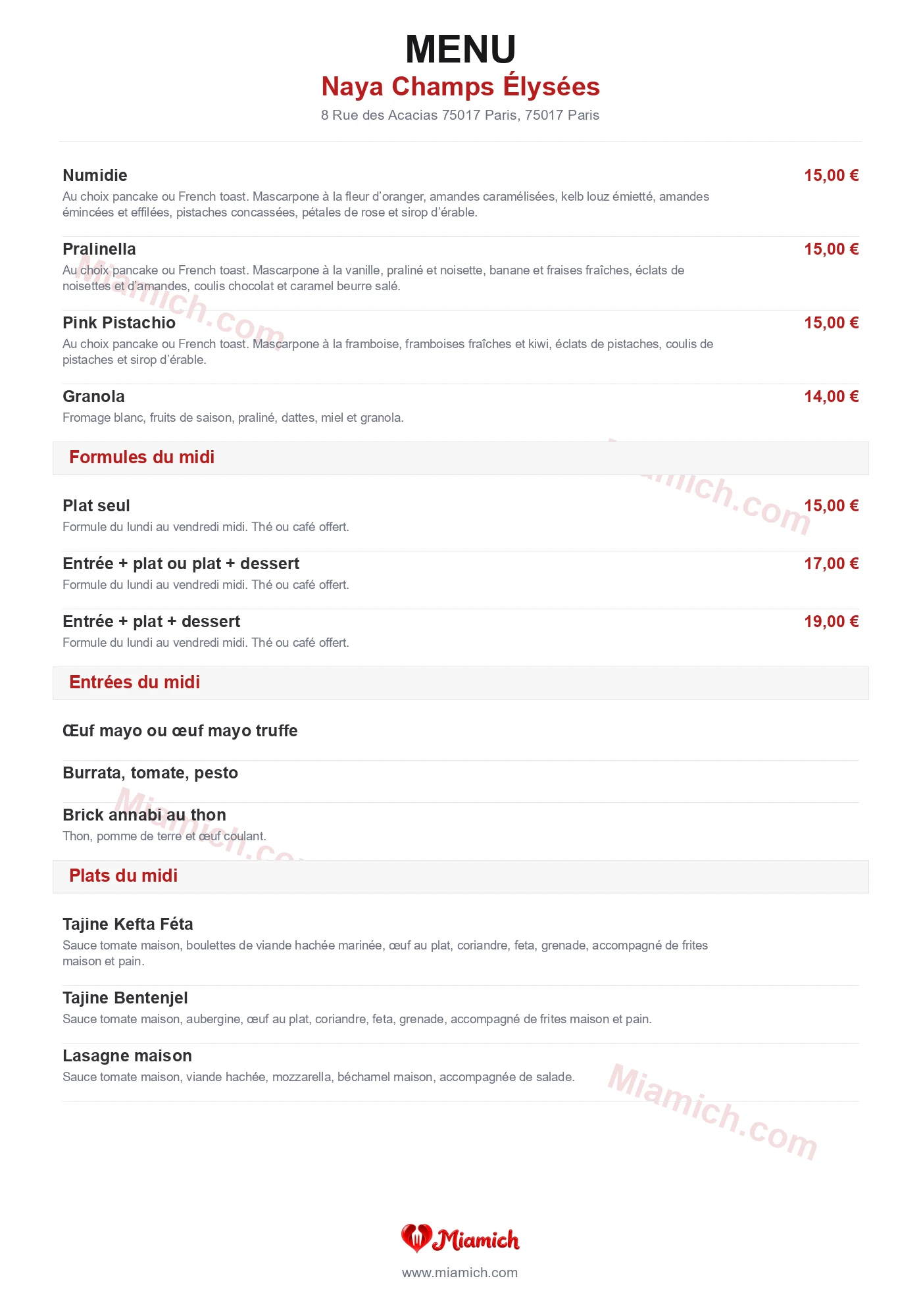 Naya Champs Élysées, 75017, Paris, restaurant-halal, Brunch, departement 75, menu, photo, page 2