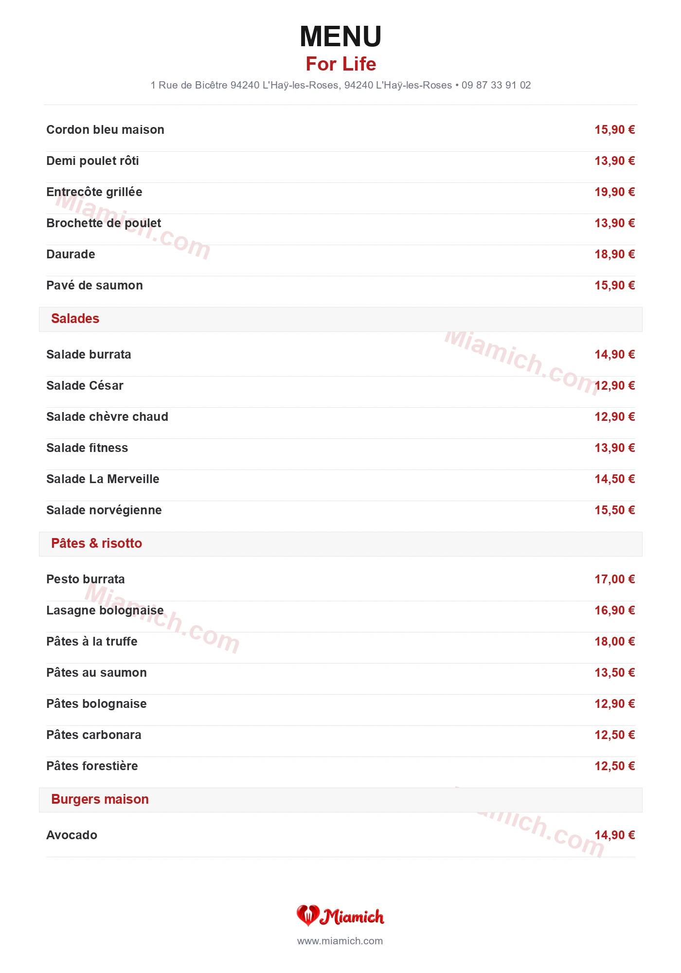 For Life, 94240, L'Haÿ-les-Roses, restaurant-halal, Brasserie, Thaïlandais, departement 94, menu, photo, page 2