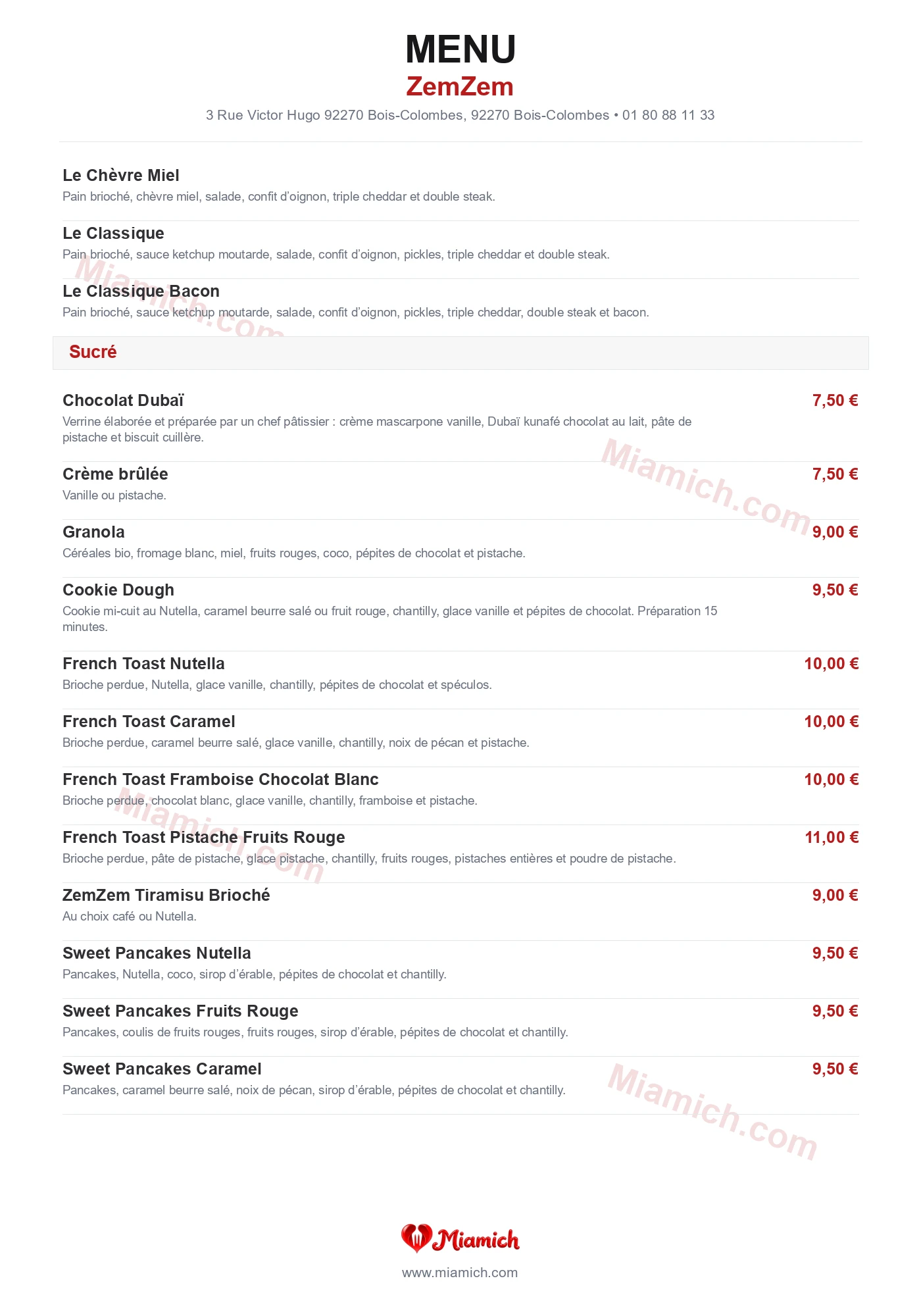ZemZem, 92270, Bois-Colombes, restaurant-halal, Brunch, departement 92, menu, photo, page 3