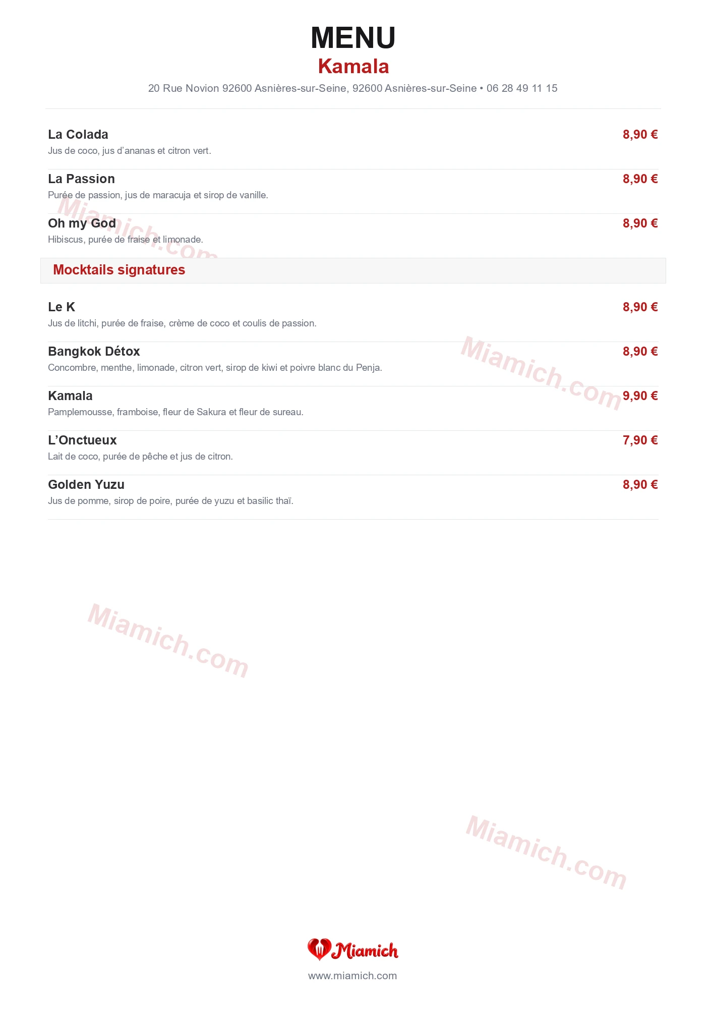 Kamala, 92600, Asnières-sur-Seine, restaurant-halal, Asiatique, Thaïlandais, departement 92, menu, photo, page 5