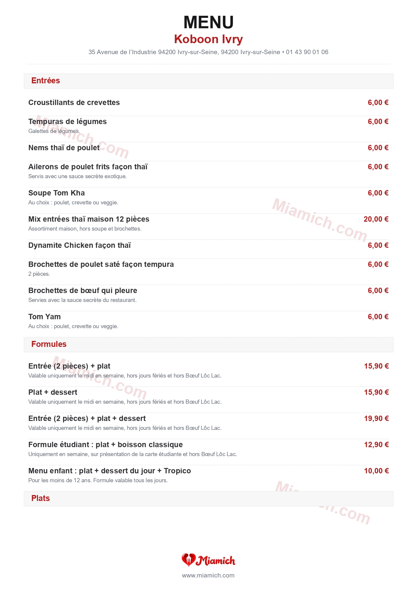 Koboon Ivry, 94200, Ivry-sur-Seine, restaurant-halal, Asiatique, Thaïlandais, departement 94, menu, photo, page 1