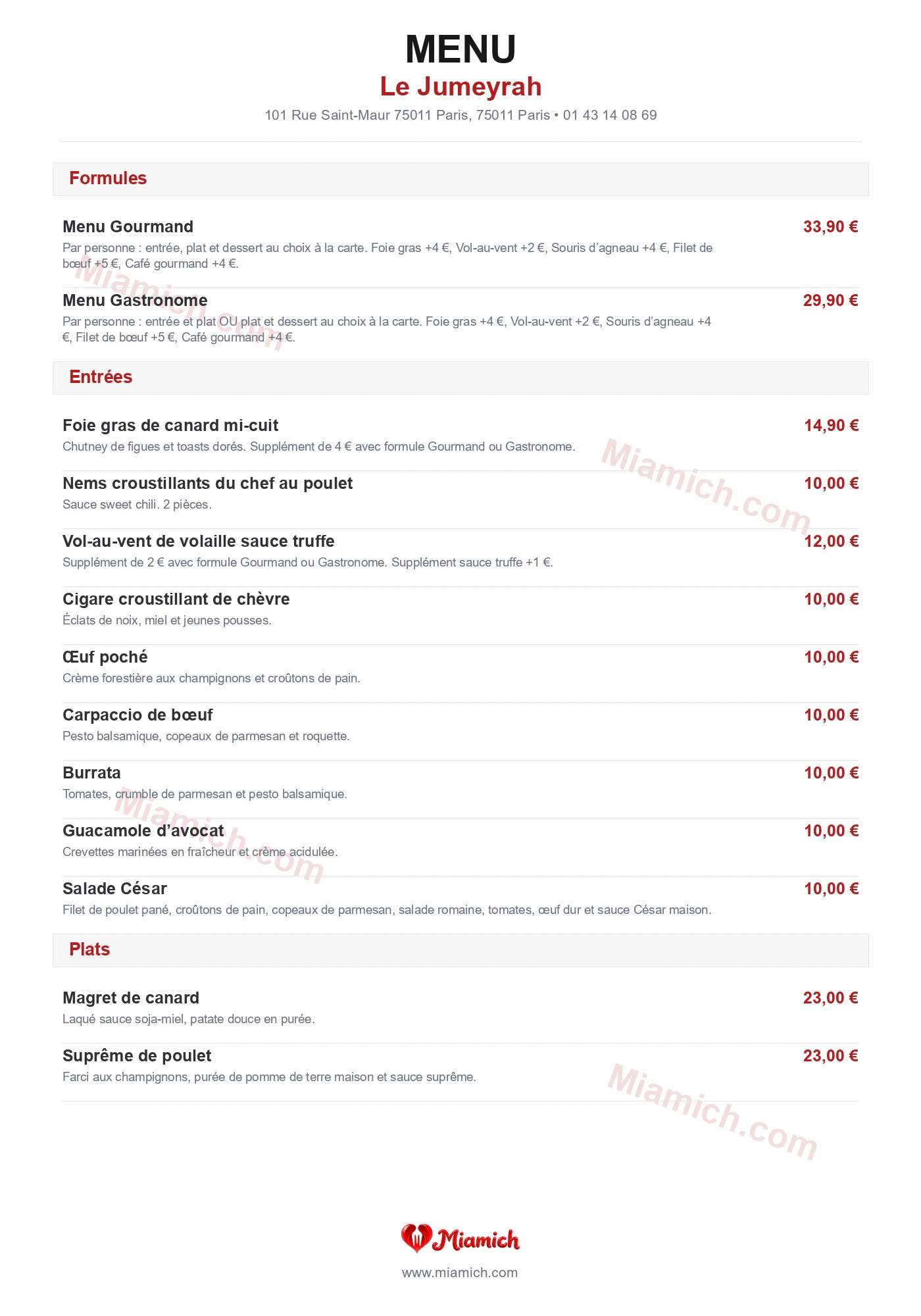 Le Jumeyrah, 75011, Paris, restaurant-halal, Gastronomique, Français, departement 75, menu, photo, page 1