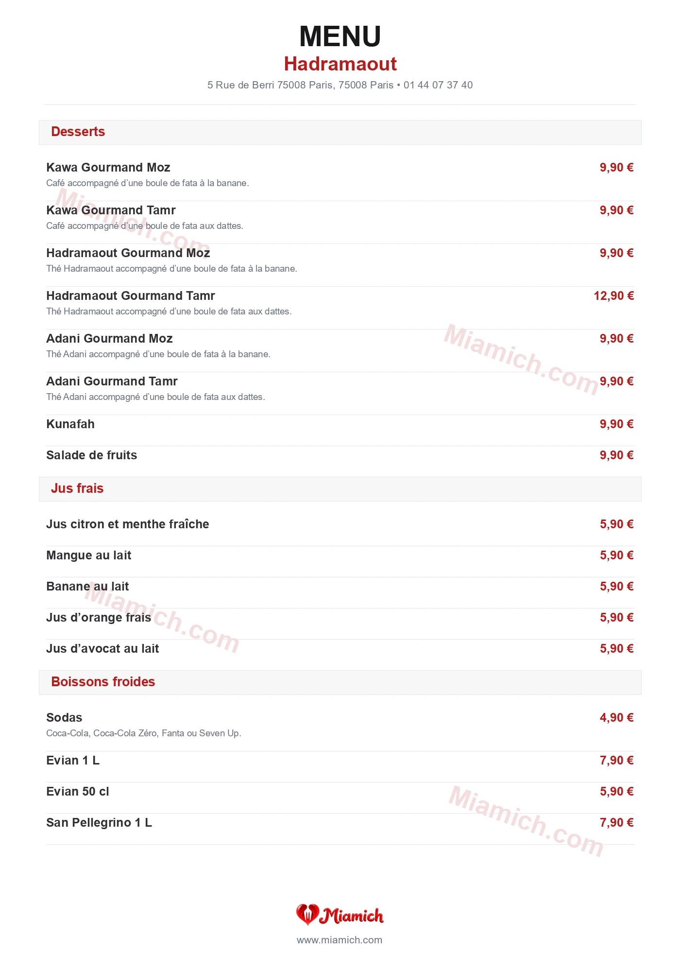 Hadramaout, 75008, Paris, restaurant-halal, Gastronomique, departement 75, menu, photo, page 4