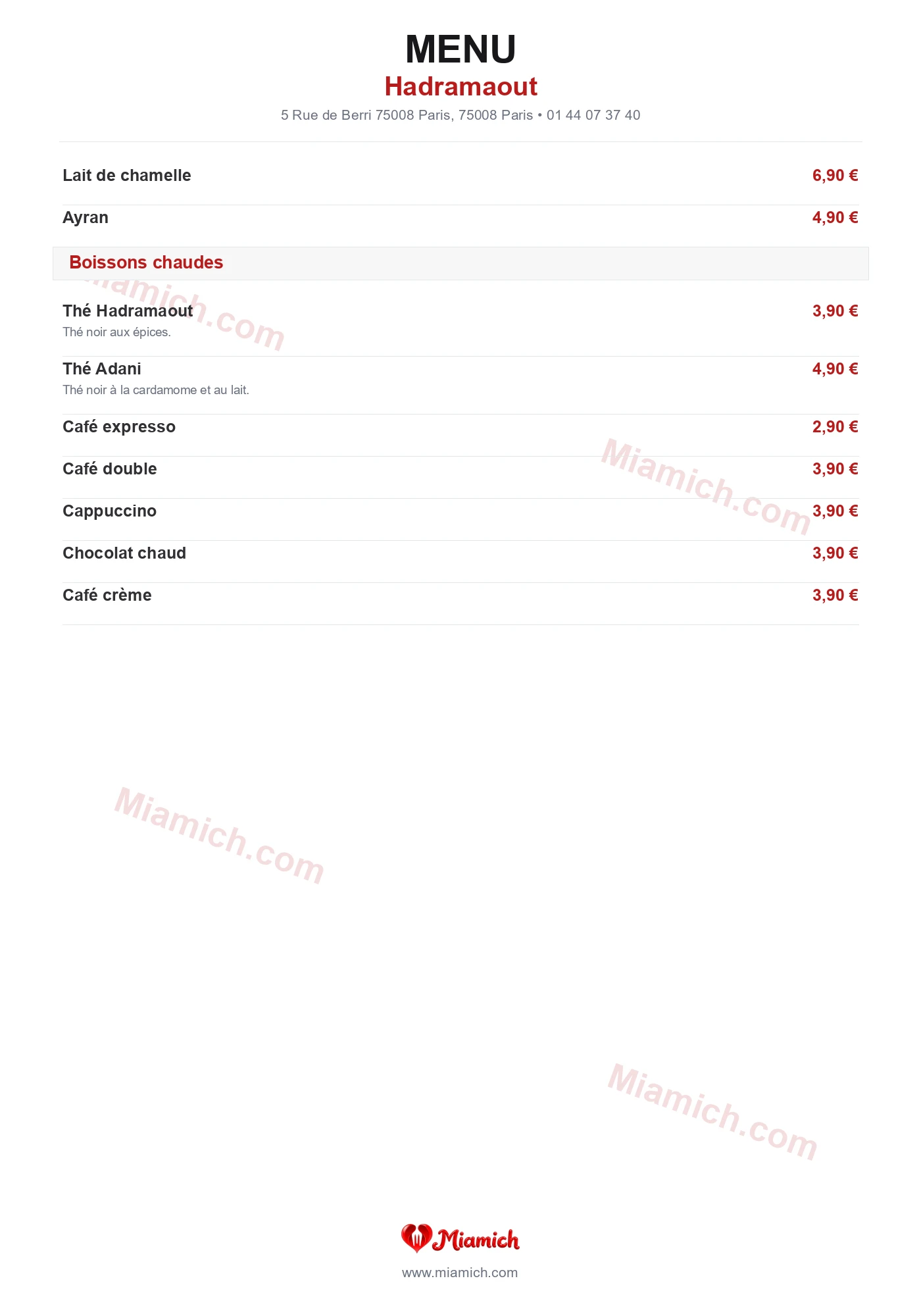 Hadramaout, 75008, Paris, restaurant-halal, Gastronomique, departement 75, menu, photo, page 5