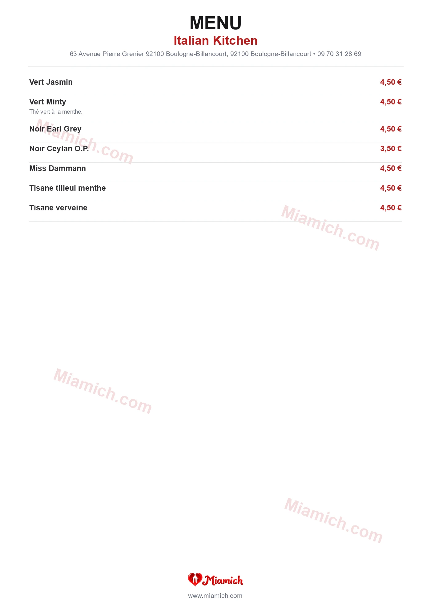 Italian Kitchen, 92100, Boulogne-Billancourt, restaurant-halal, Italien, Pizza, departement 92, menu, photo, page 10
