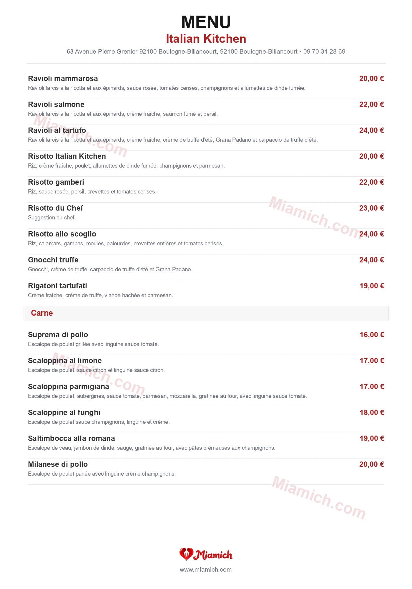 Italian Kitchen, 92100, Boulogne-Billancourt, restaurant-halal, Italien, Pizza, departement 92, menu, photo, page 3
